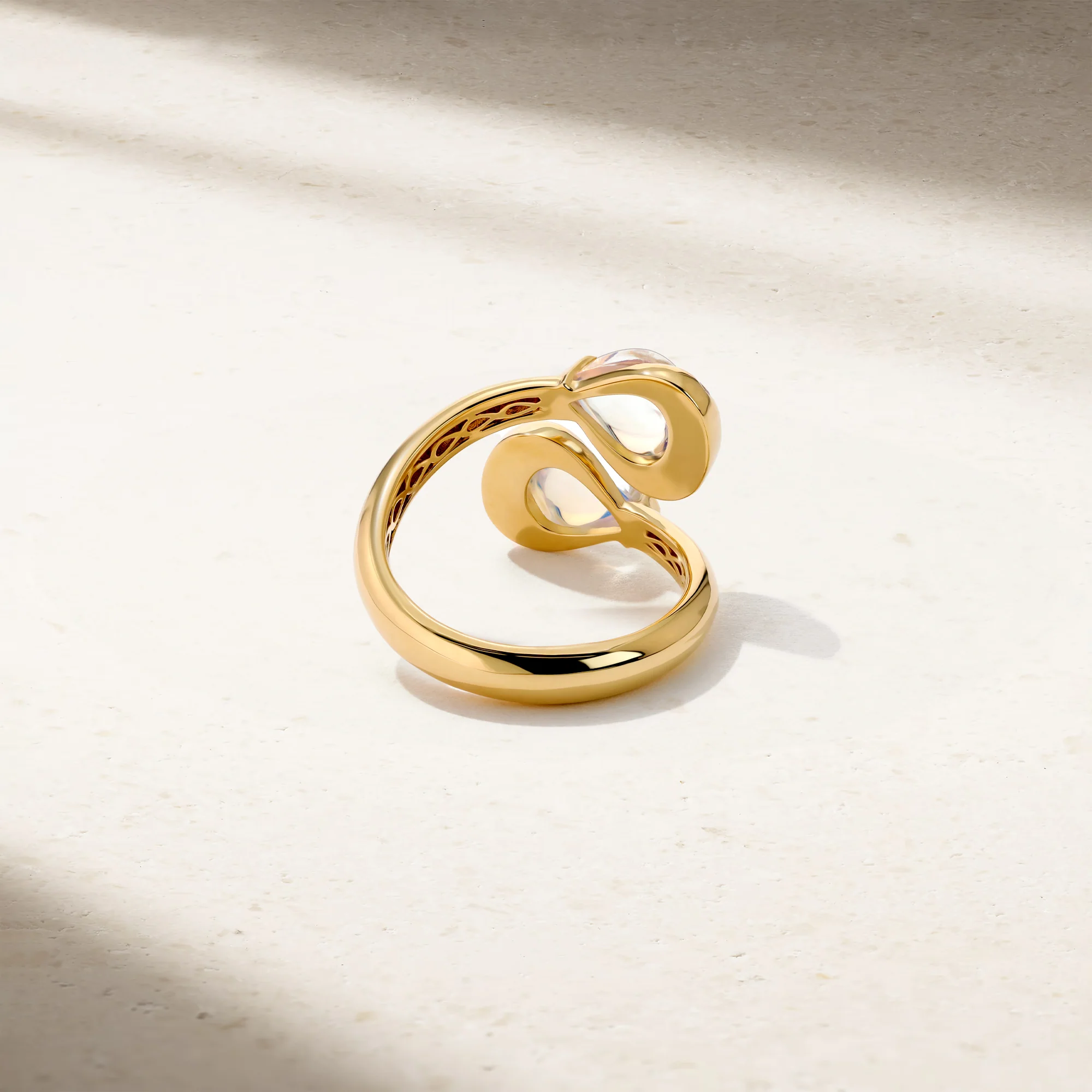 Gumdrop Moonstone Open Bypass Ring - Image 3