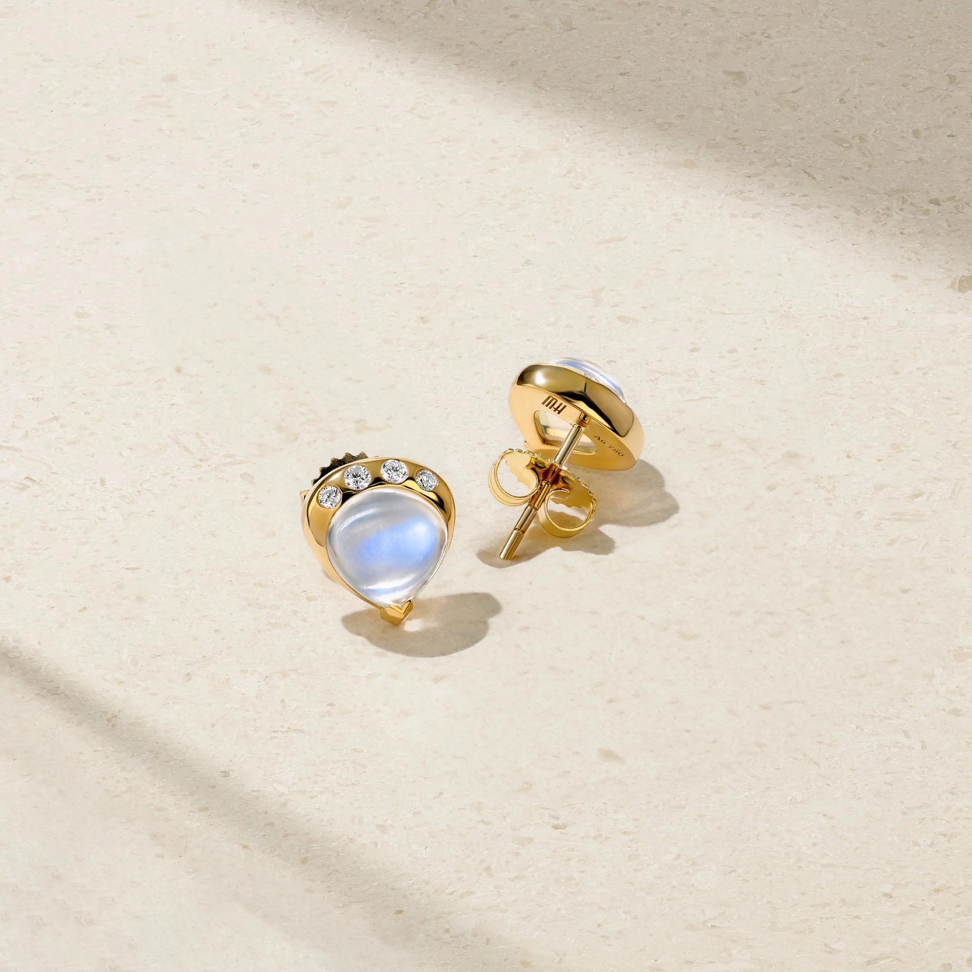 Gumdrop Moonstone Stud Earrings - Image 2
