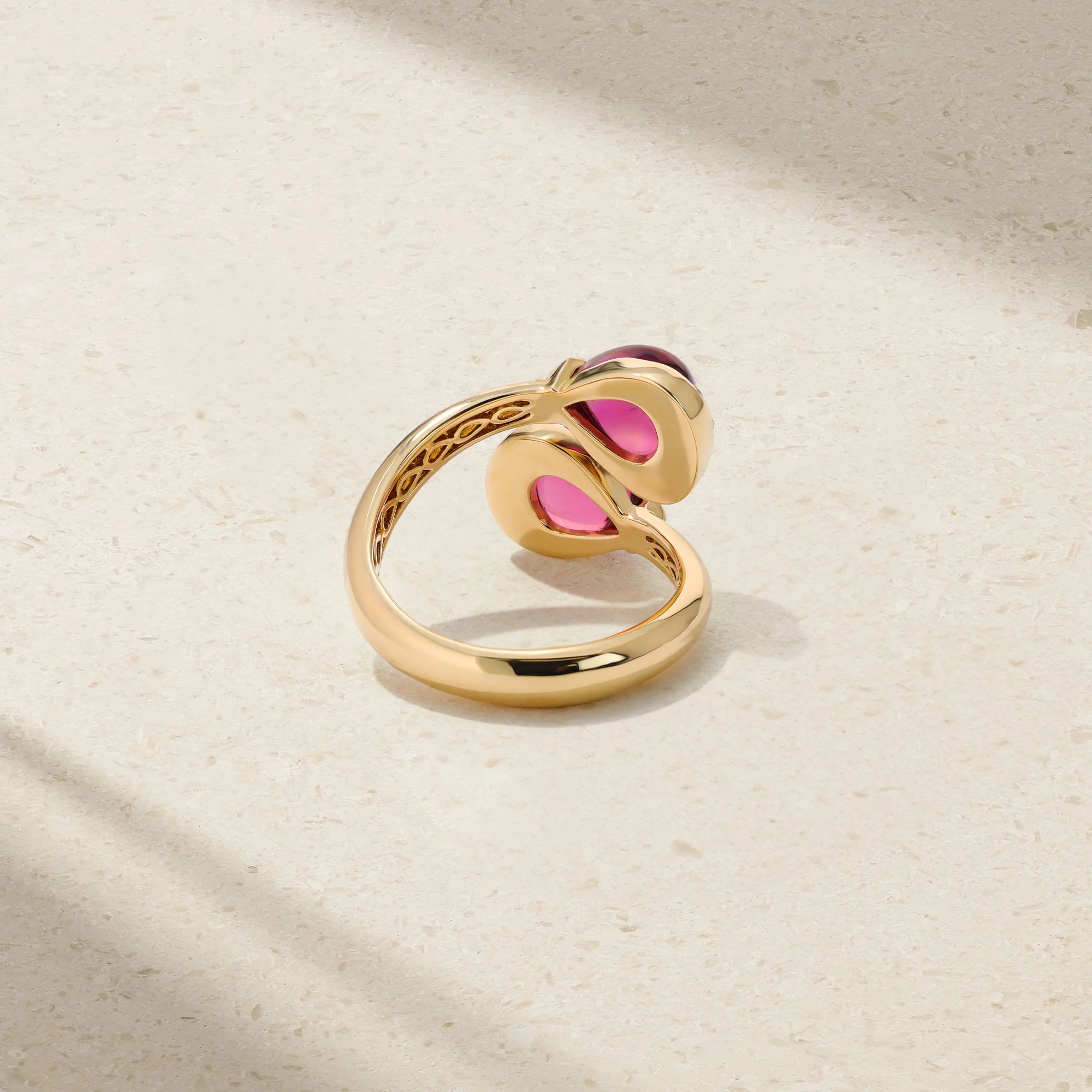 Gumdrop Pink Tourmaline Open Bypass Ring - Image 3