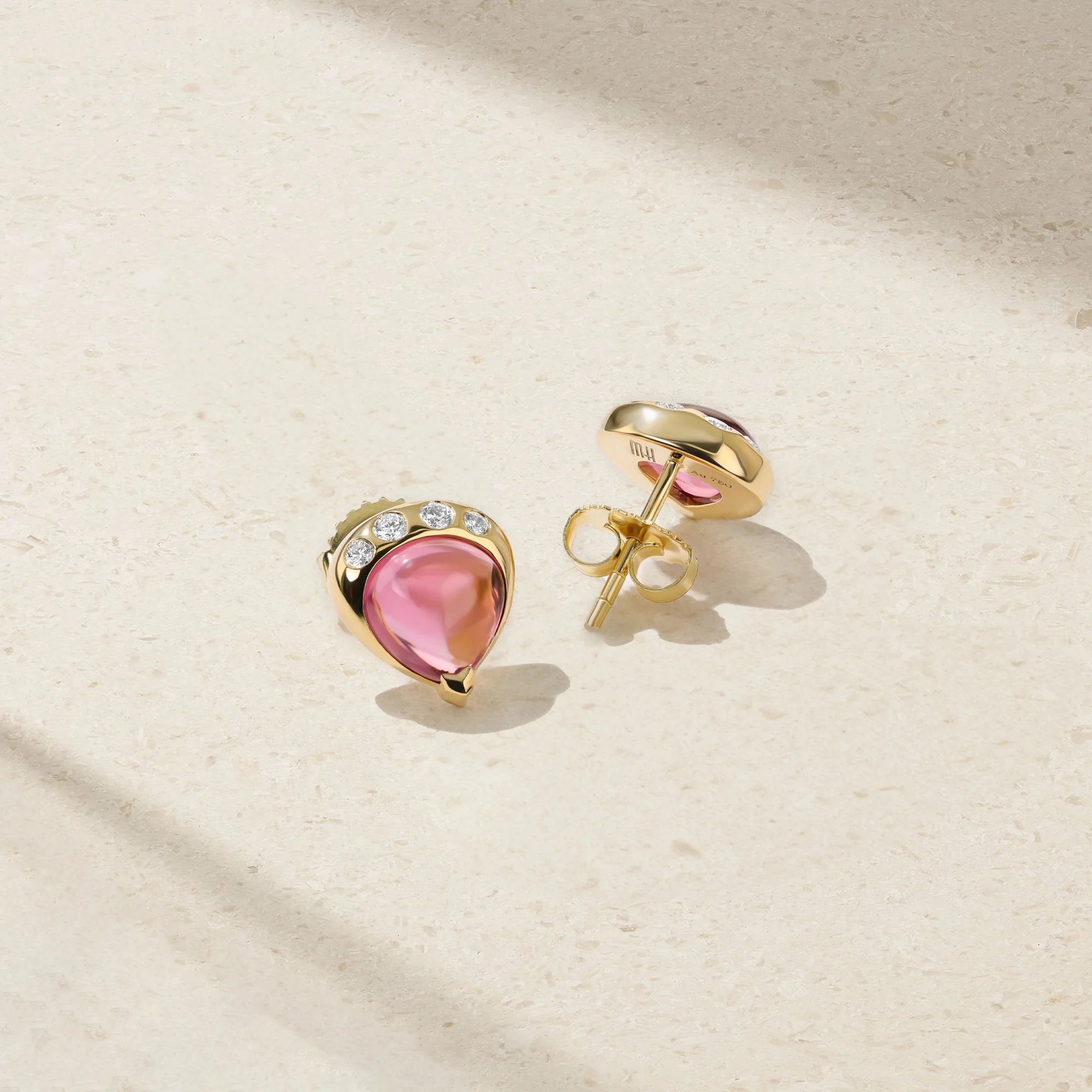Gumdrop Pink Tourmaline Stud Earrings - Image 2