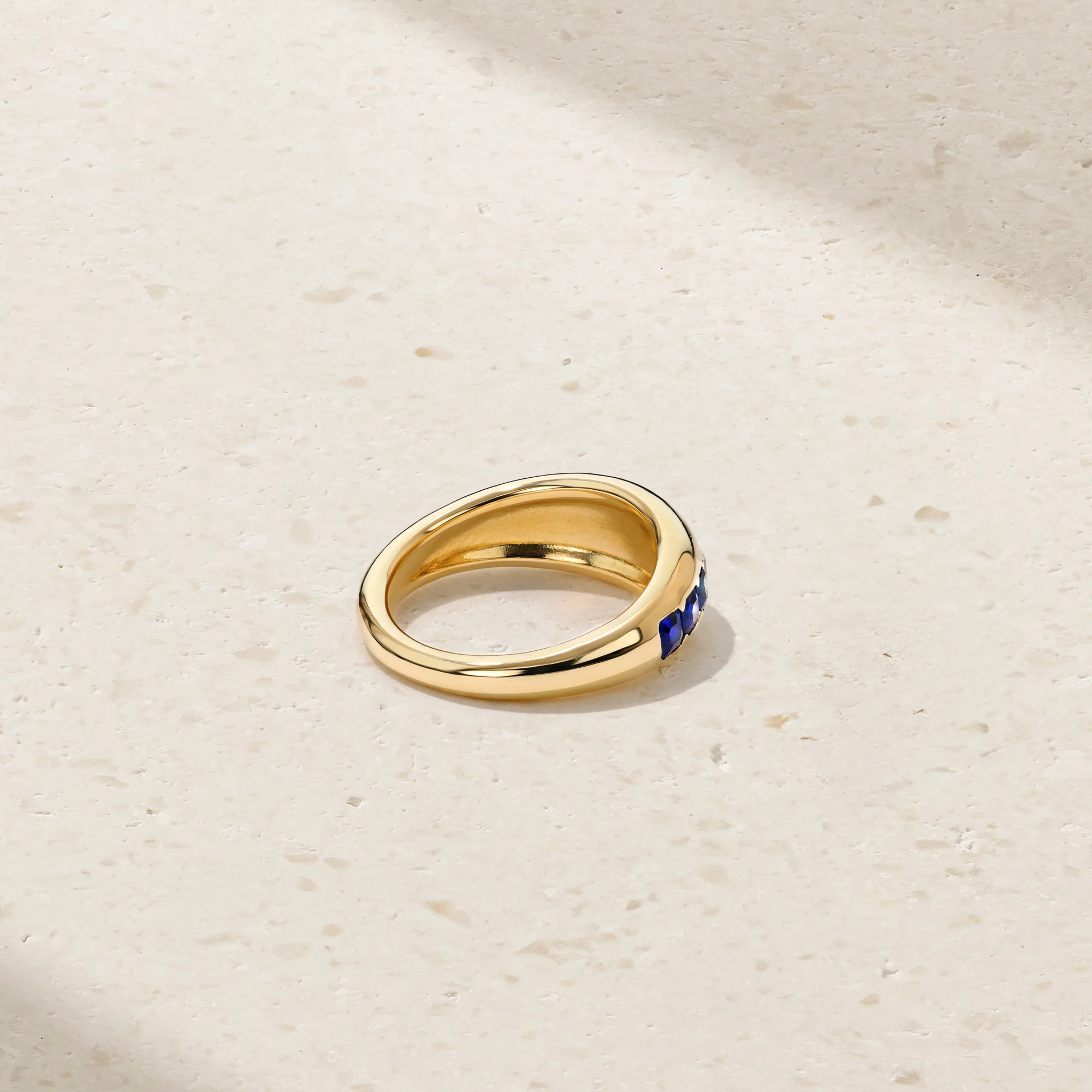 Gypsy Asscher Cut Sapphire and Diamond Ring - Image 4