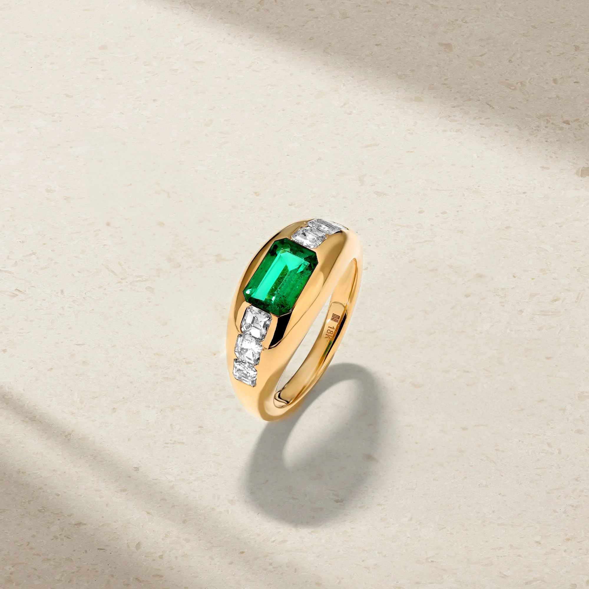 Gypsy Emerald and Asscher Diamond Ring - Image 3