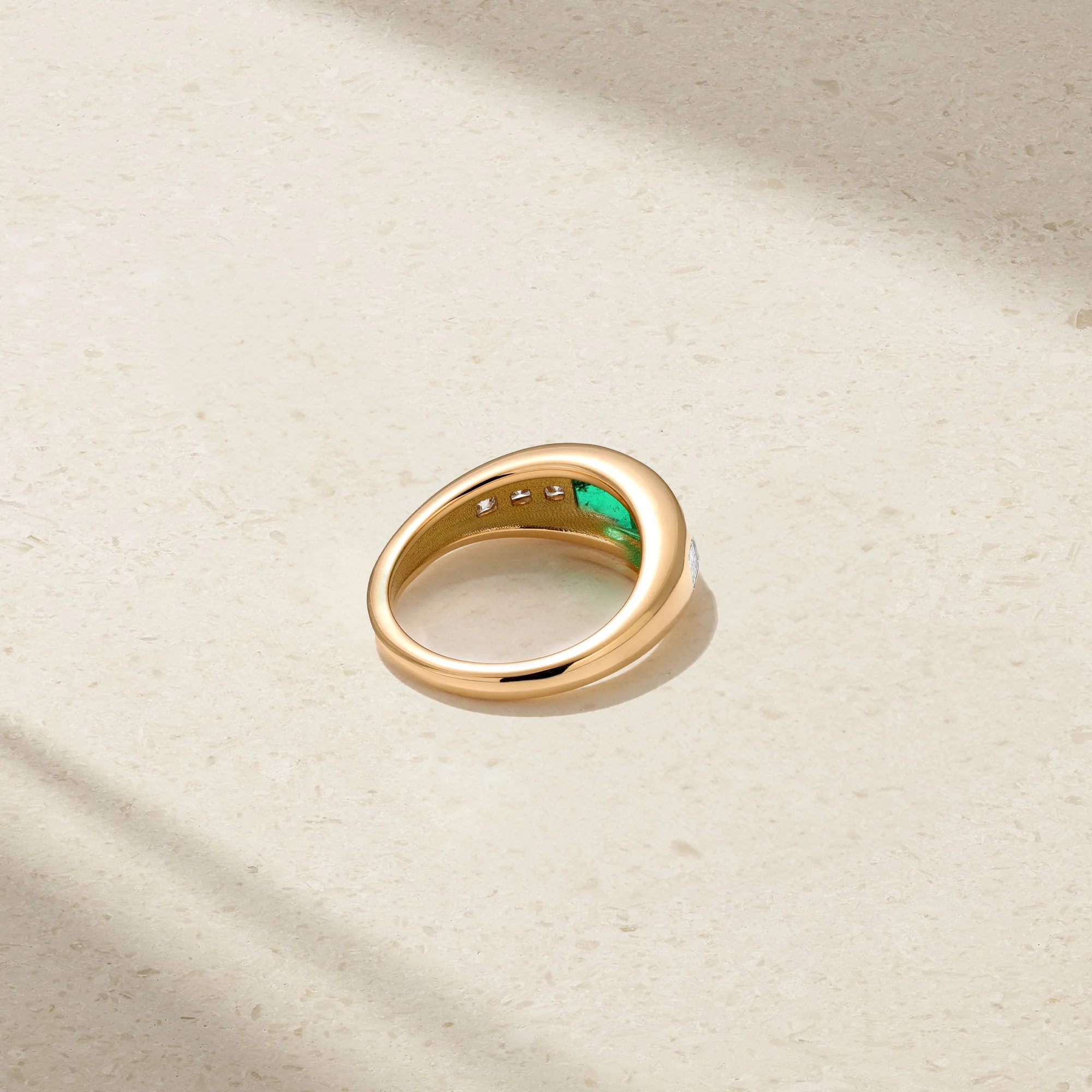 Gypsy Emerald and Asscher Diamond Ring - Image 4