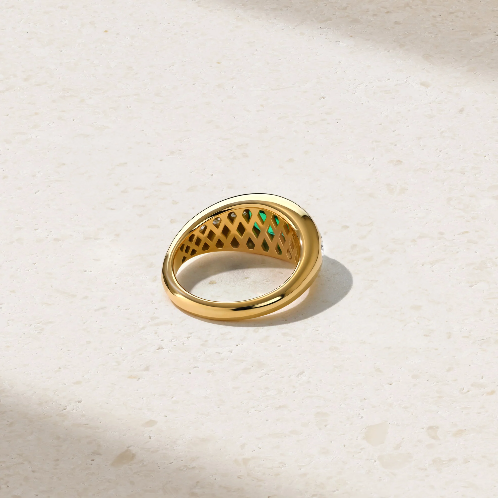 Gypsy Oval Emerald and Diamond Ring - Image 4