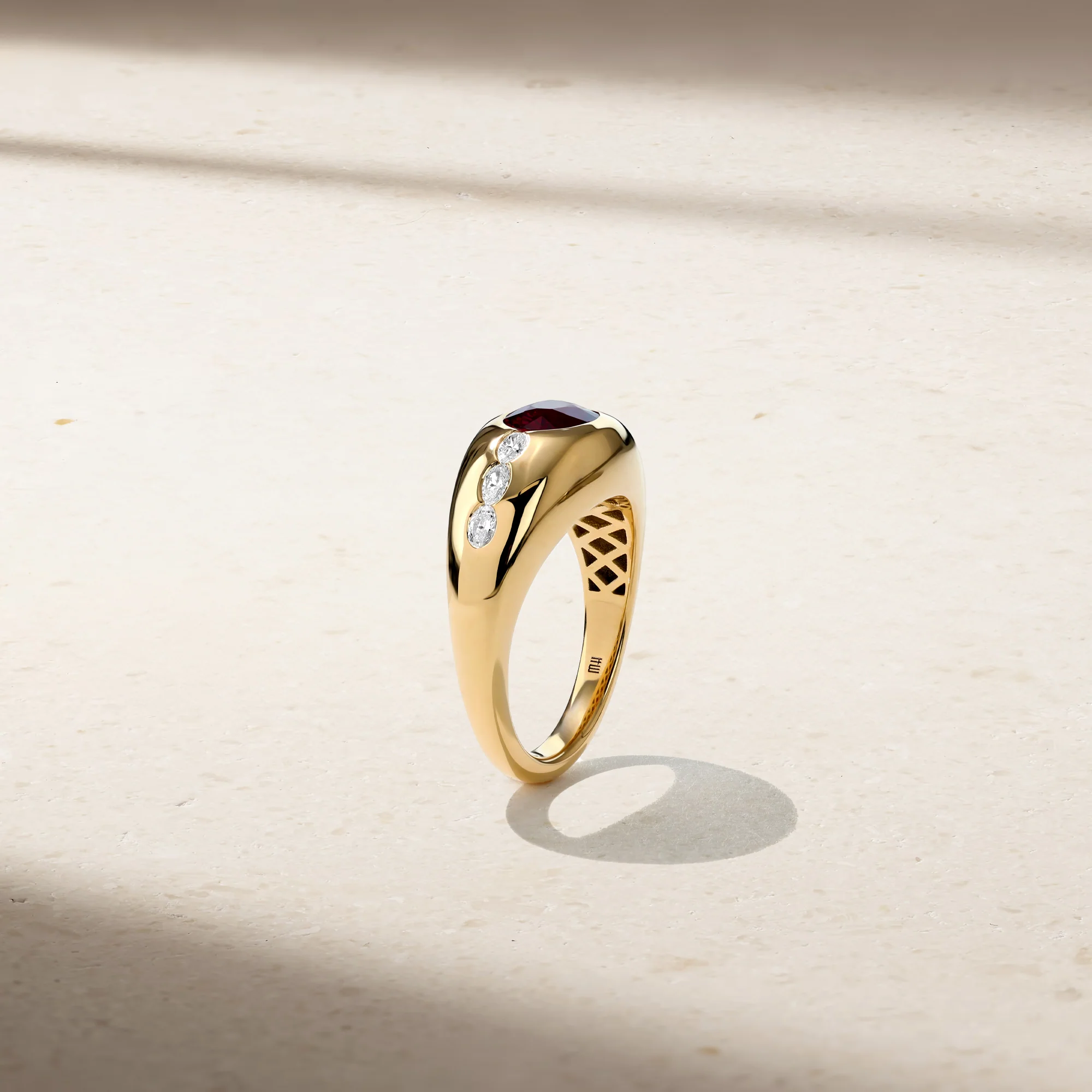 Gypsy Oval Ruby and Diamond Ring - Image 3