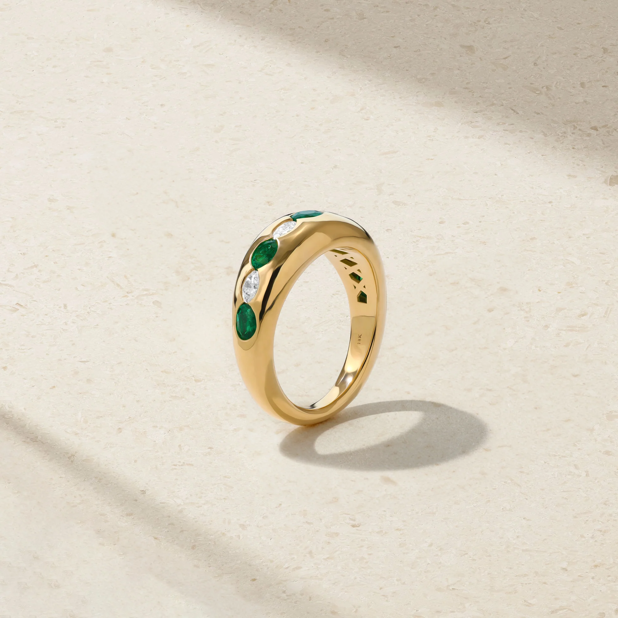 Gypsy Petite Oval Emerald and Diamond Ring - Image 3