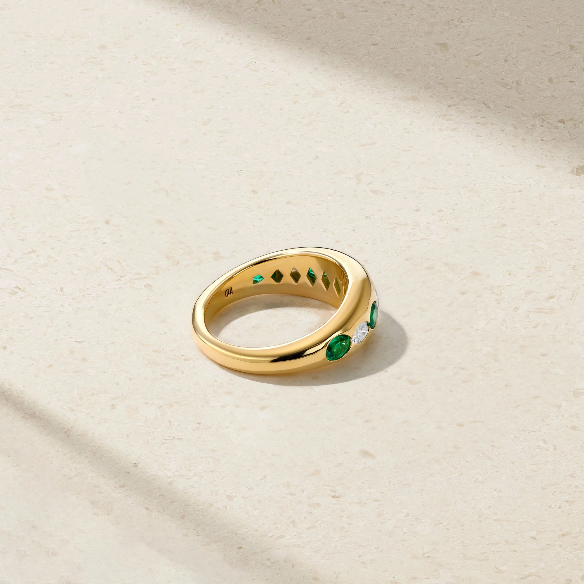 Gypsy Petite Oval Emerald and Diamond Ring - Image 4