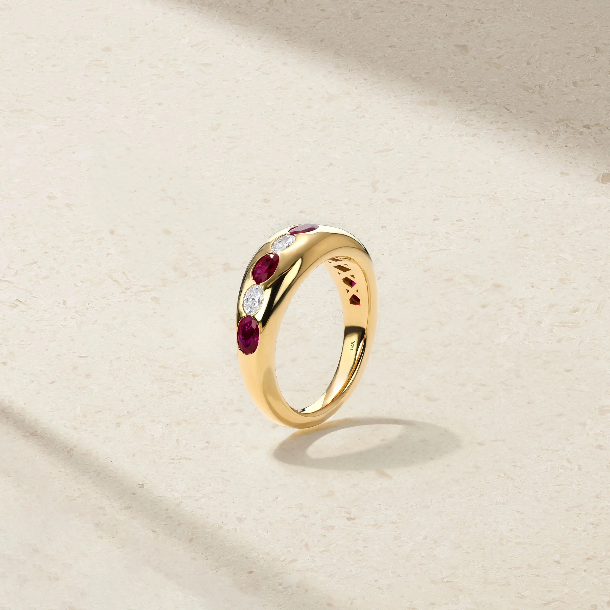 Gypsy Petite Oval Ruby and Diamond Ring - Image 3