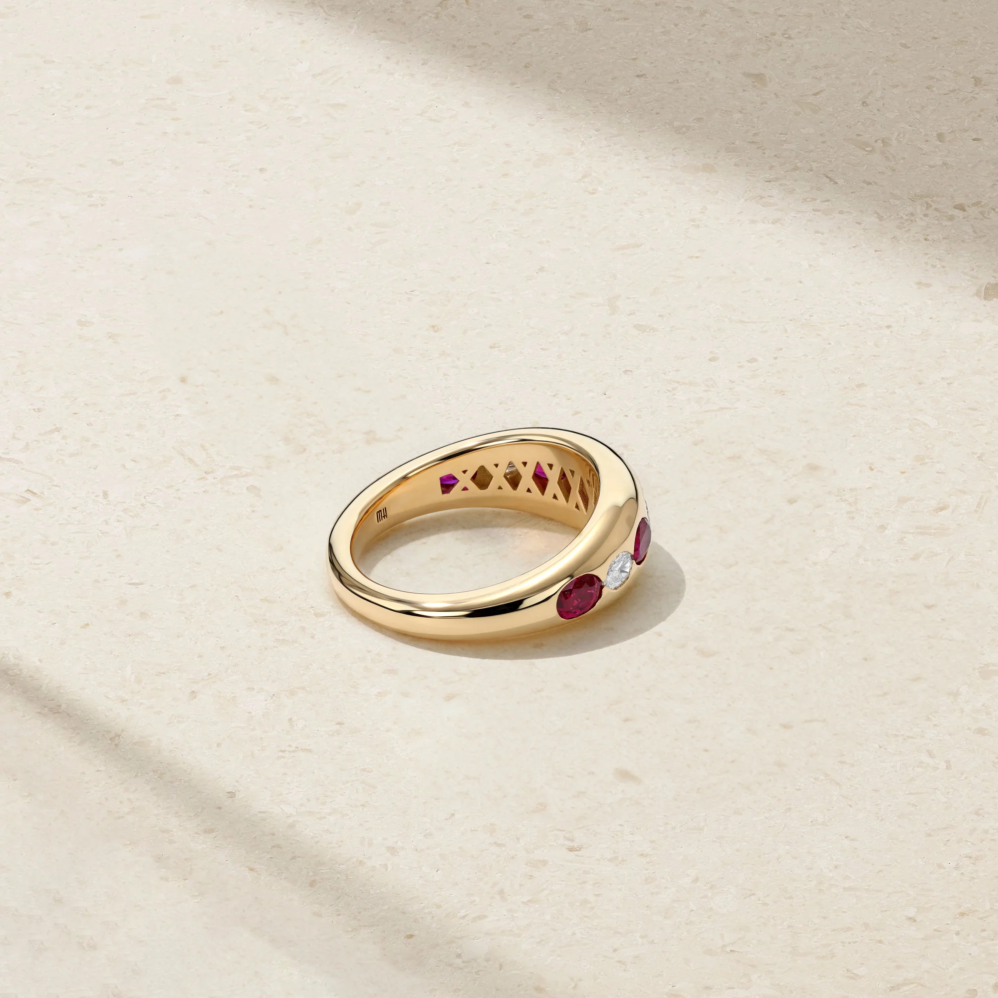 Gypsy Petite Oval Ruby and Diamond Ring - Image 4