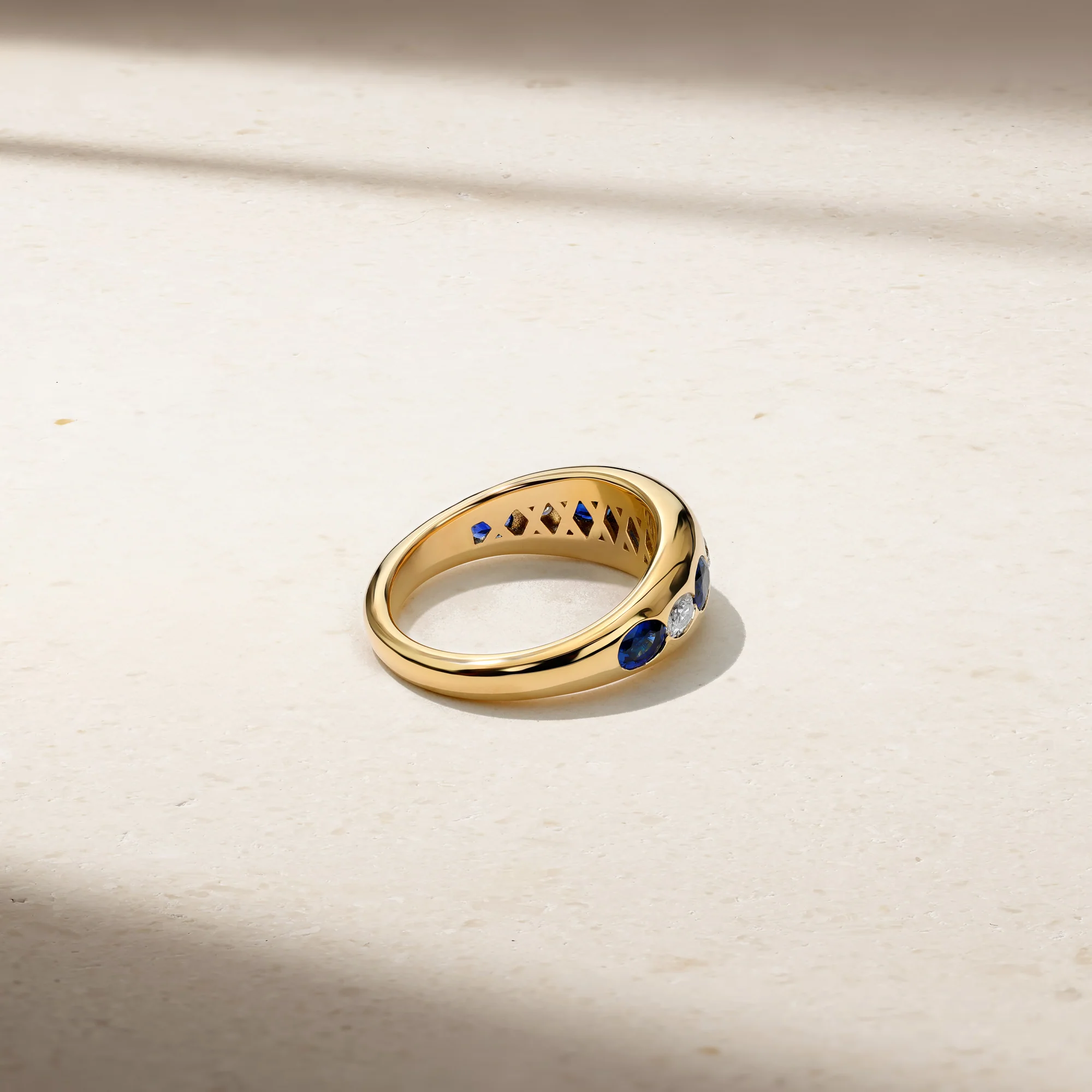 Gypsy Petite Oval Sapphire and Diamond Ring - Image 3