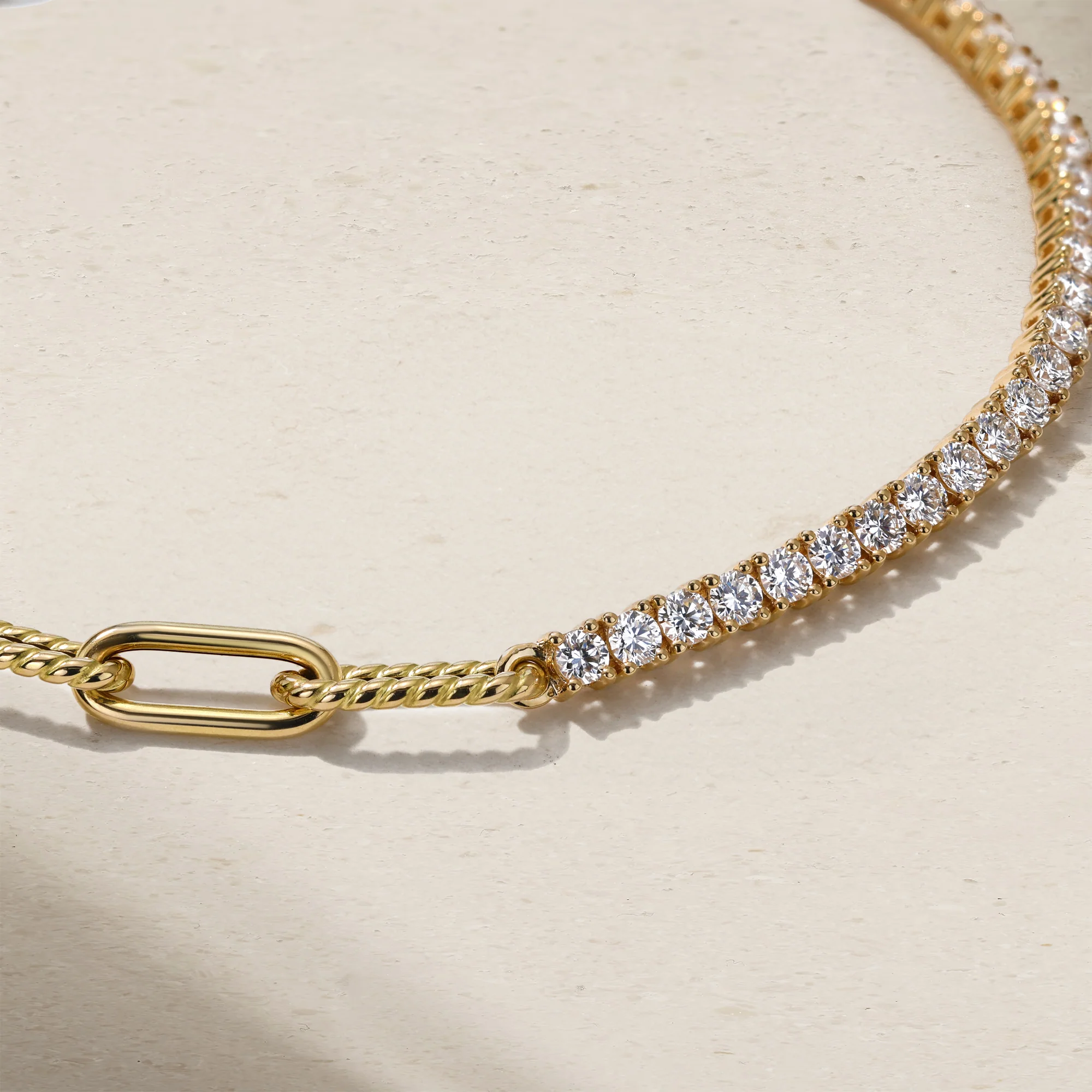 Half and Half Diamond and Chunky Link Bracelet - Image 3