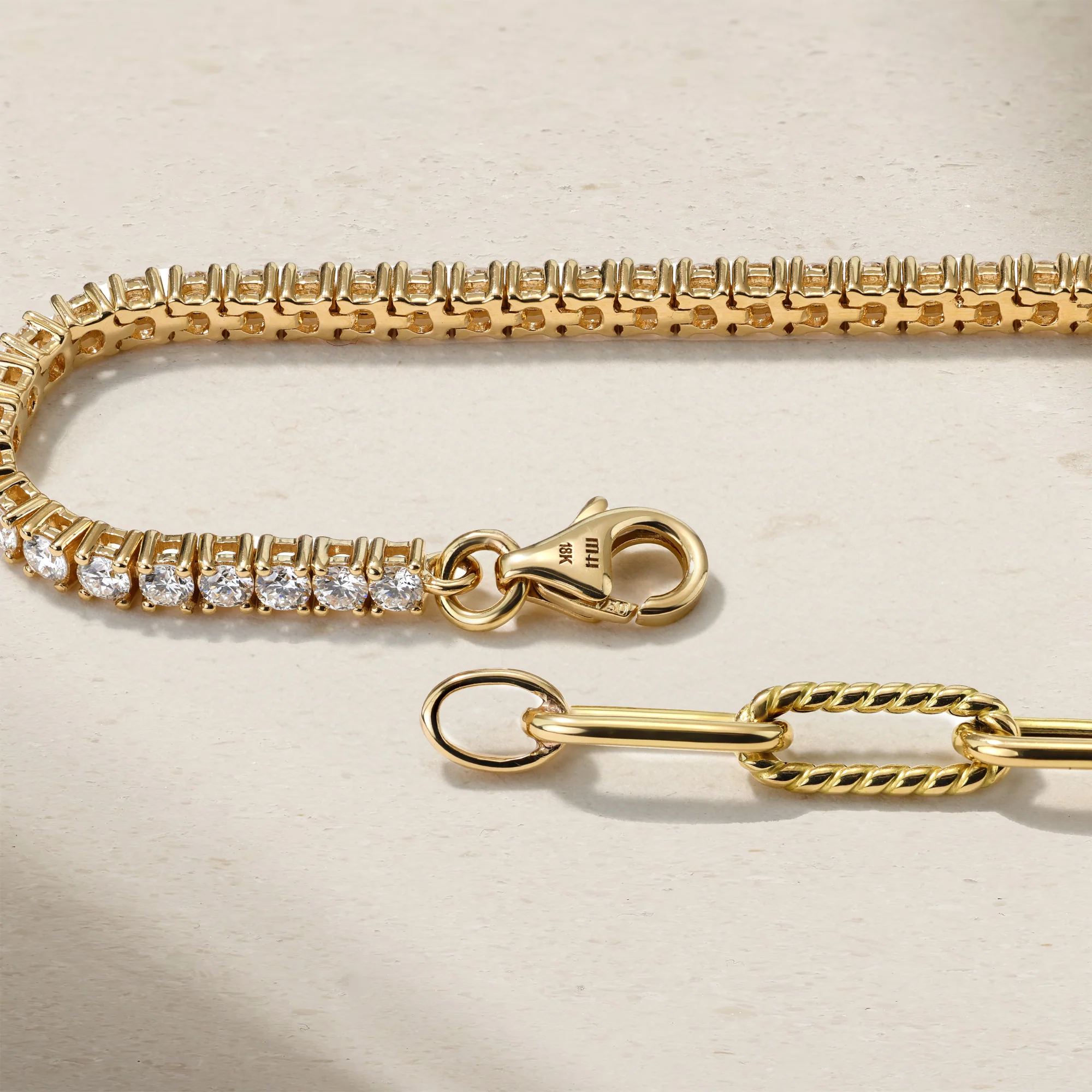 Half and Half Diamond and Chunky Link Bracelet - Image 4
