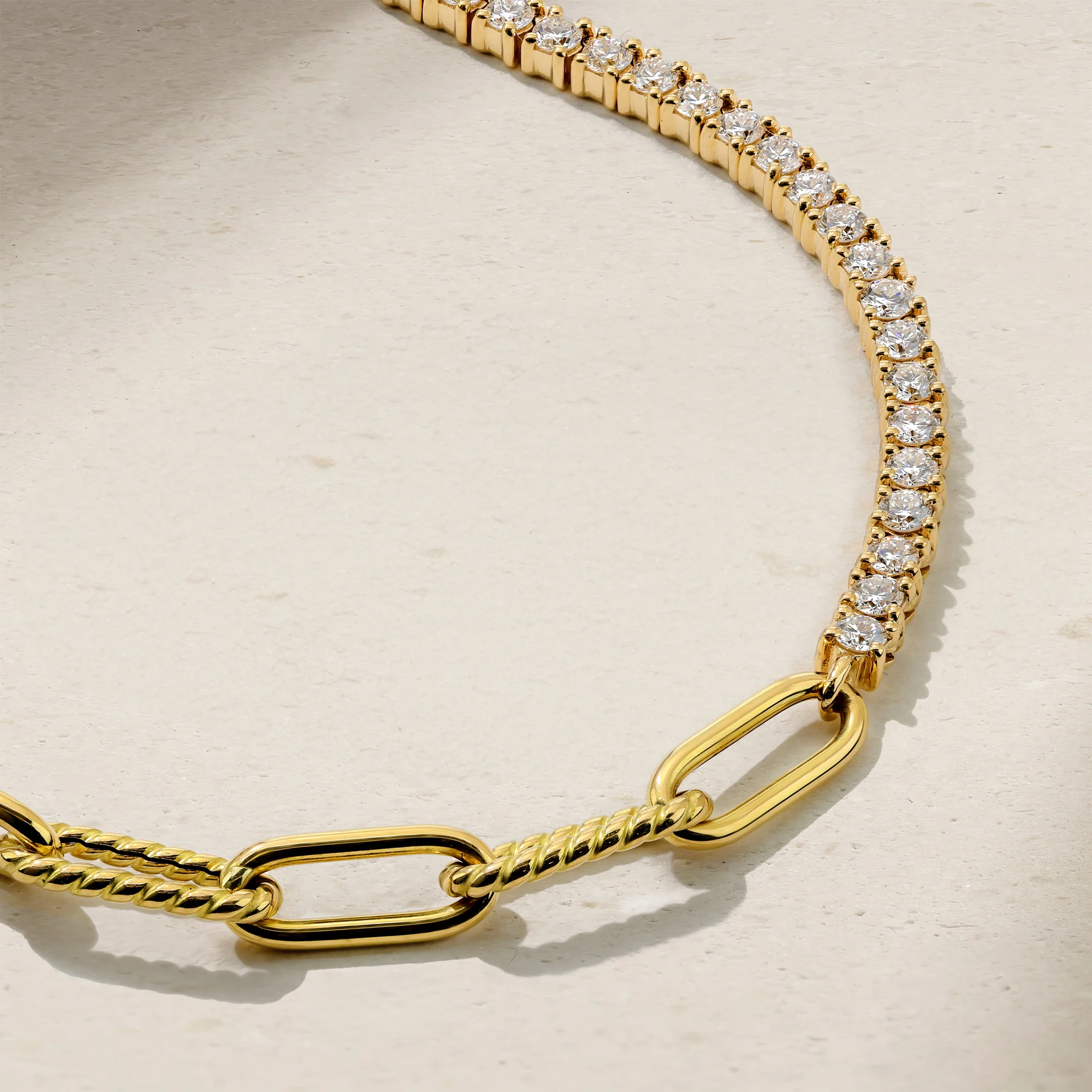 Half and Half Diamond and Chunky Link Necklace - Image 3