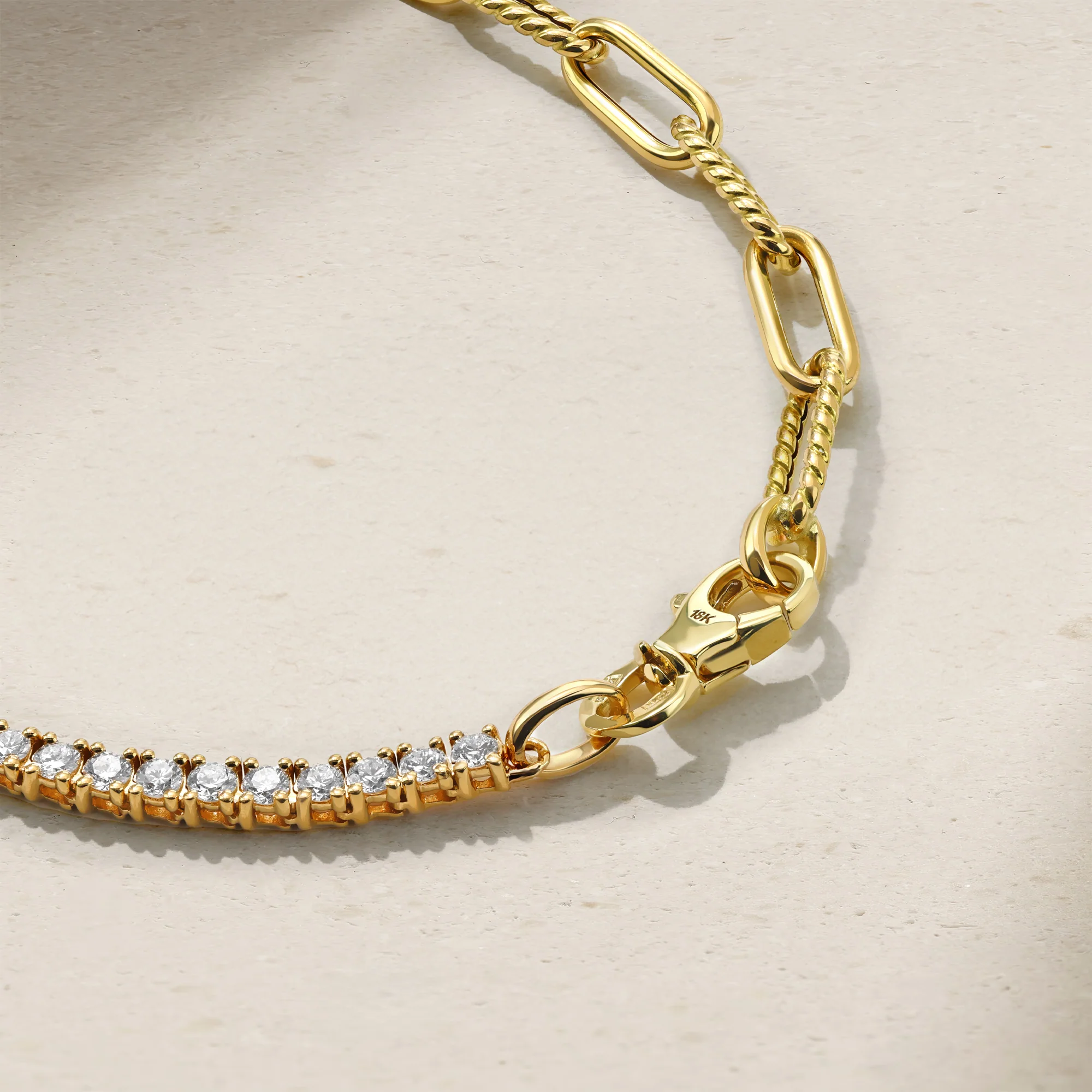 Half and Half Diamond and Chunky Link Necklace - Image 4