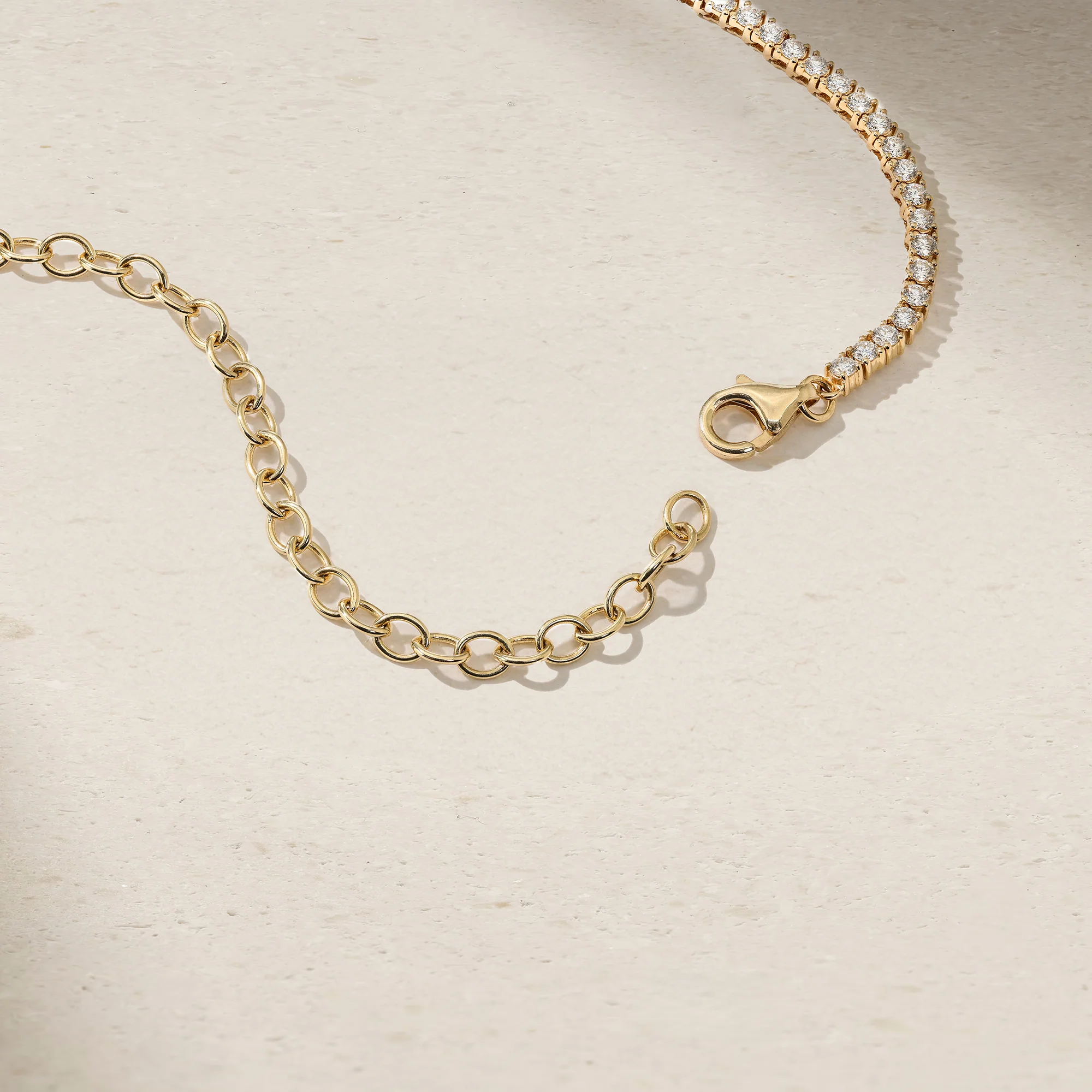 Half and Half Emerald and Diamond Tennis Necklace - Image 4