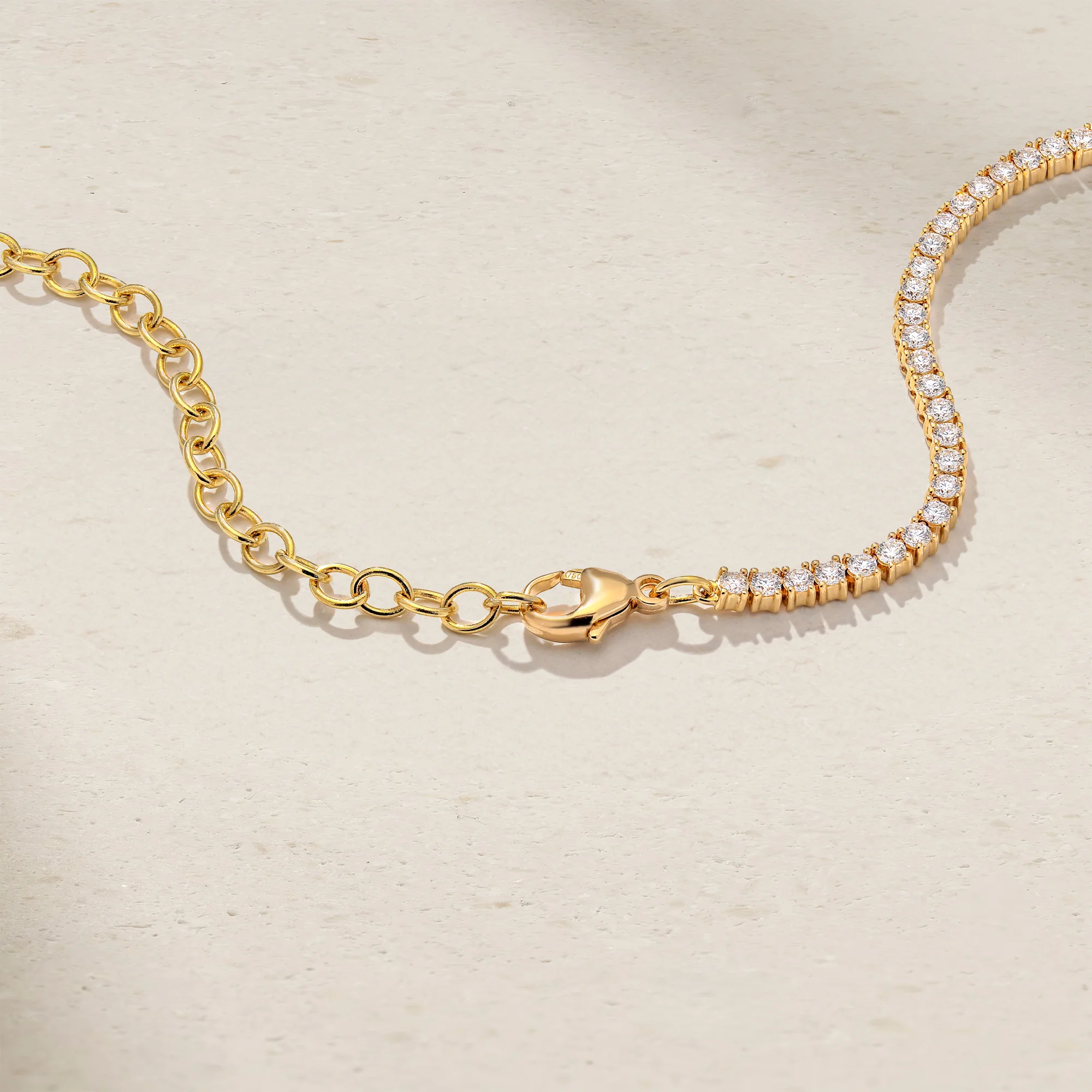 Half and Half Ruby and Diamond Tennis Necklace - Image 5