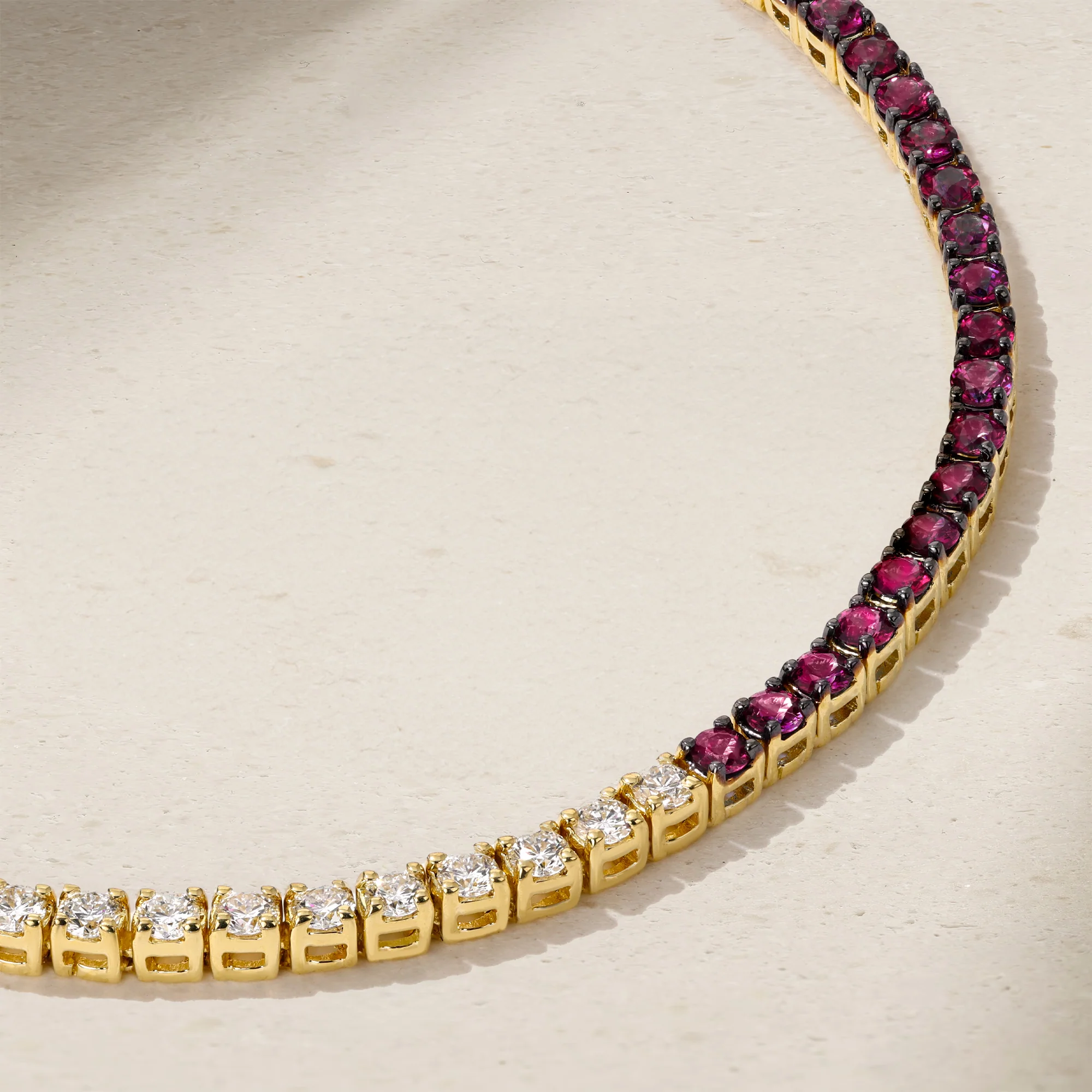 Half and Half Ruby and Diamond Thread Bracelet - Image 3