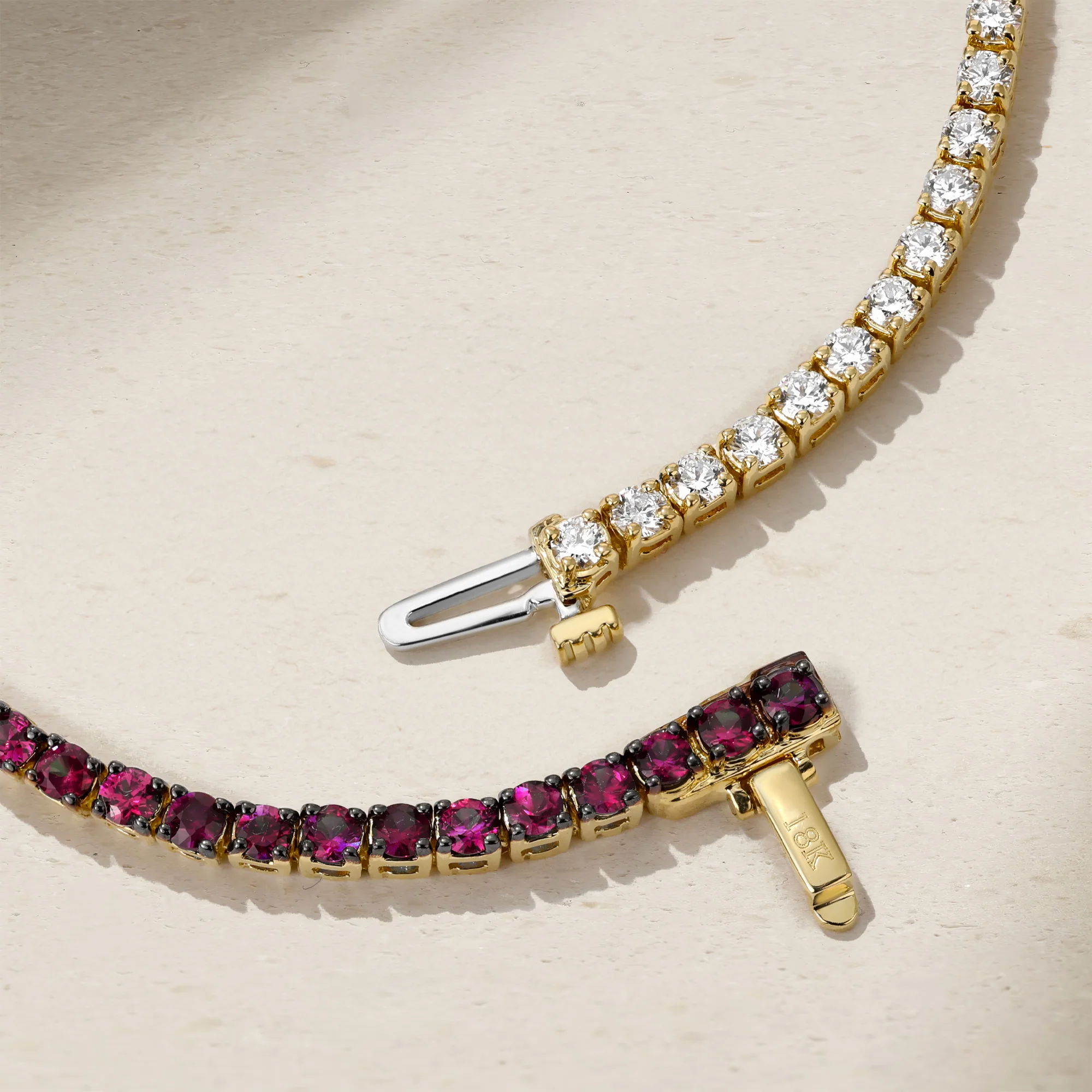 Half and Half Ruby and Diamond Thread Bracelet - Image 4