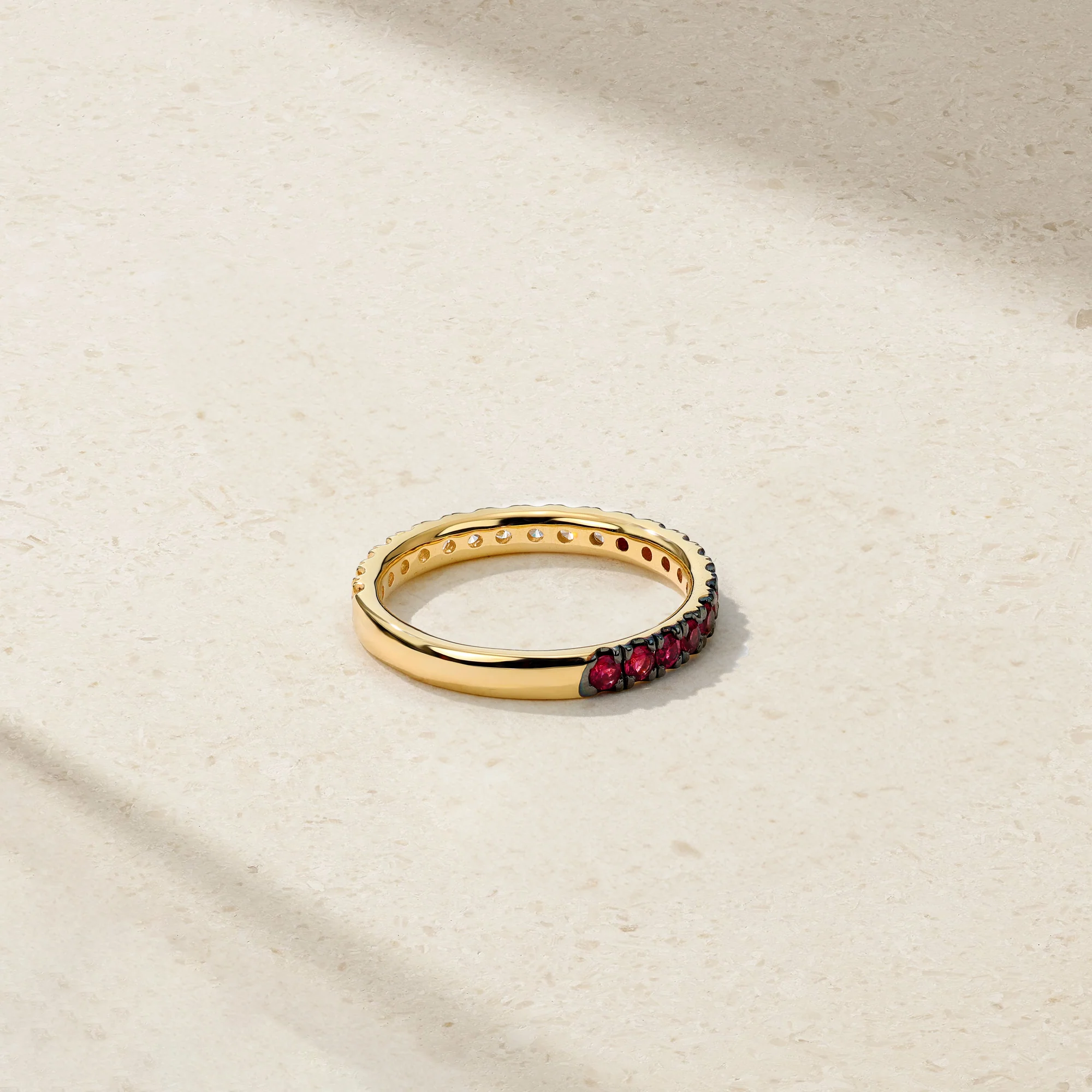 Half and Half Ruby and Diamond Thread Ring - Image 4