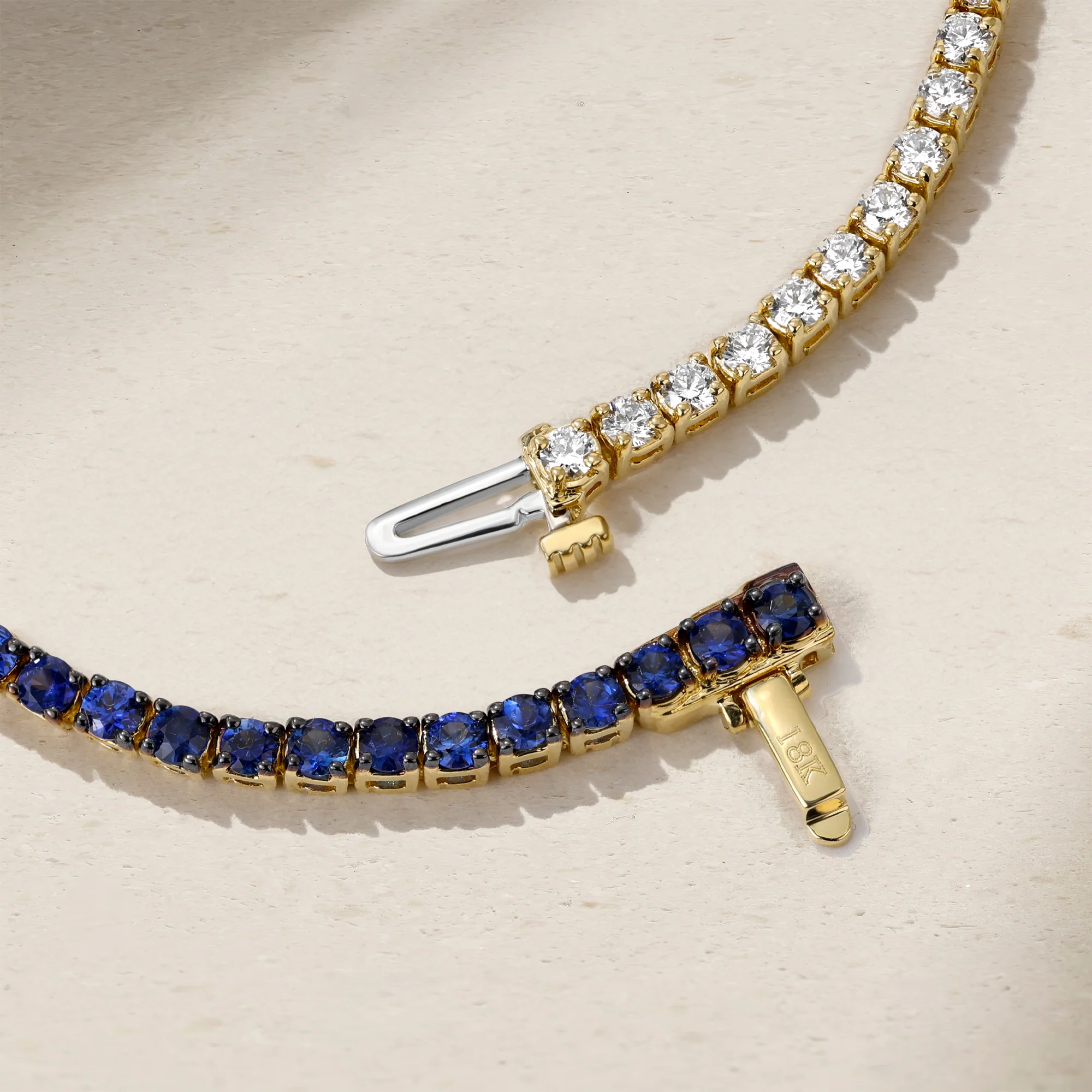Half and Half Sapphire and Diamond Thread Bracelet - Image 3