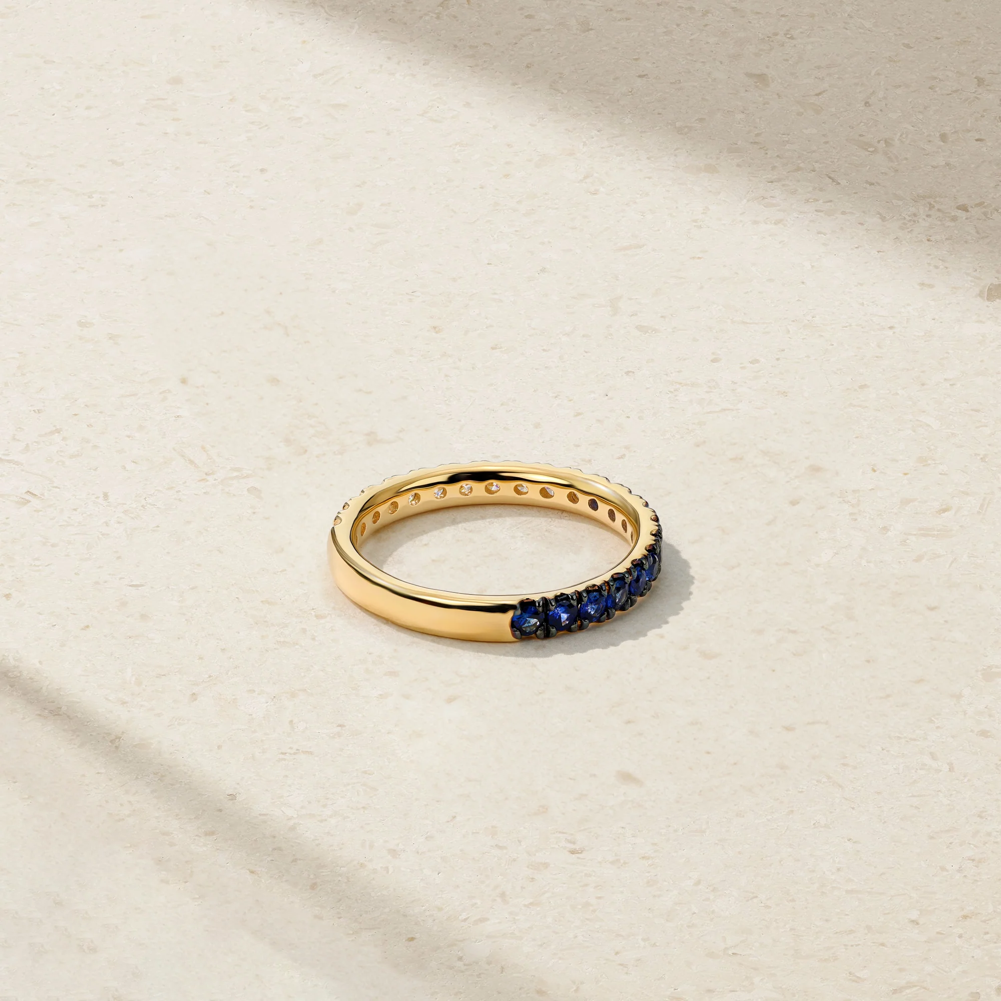 Half and Half Sapphire and Diamond Thread Ring - Image 4