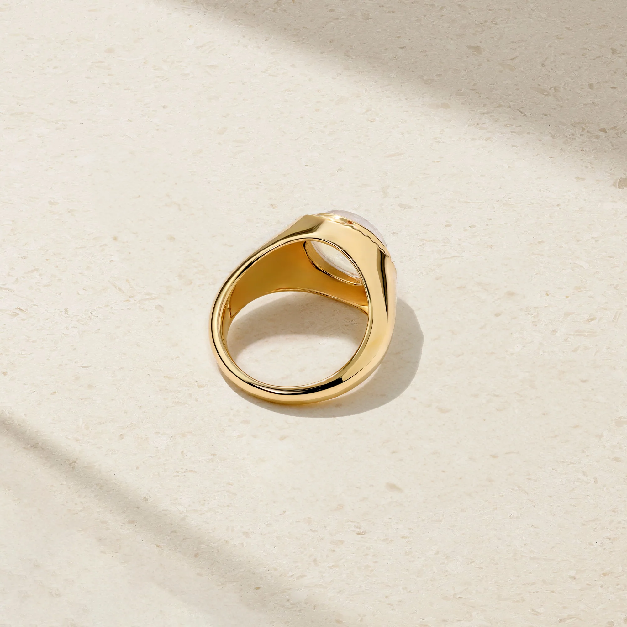 Happy Face Moonstone and Diamond Signet Ring - Image 4