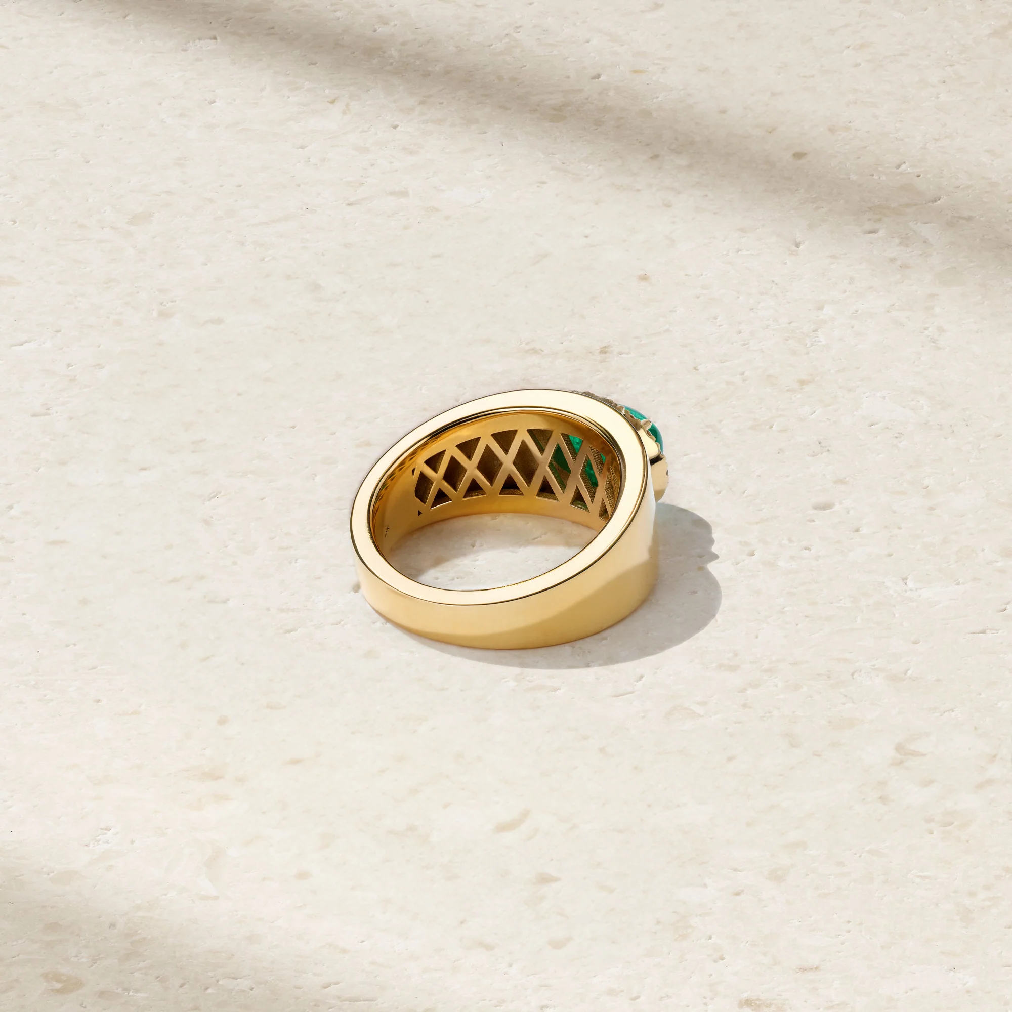 Heirloomed Cabochon Oval Emerald Cigar Band - Image 3