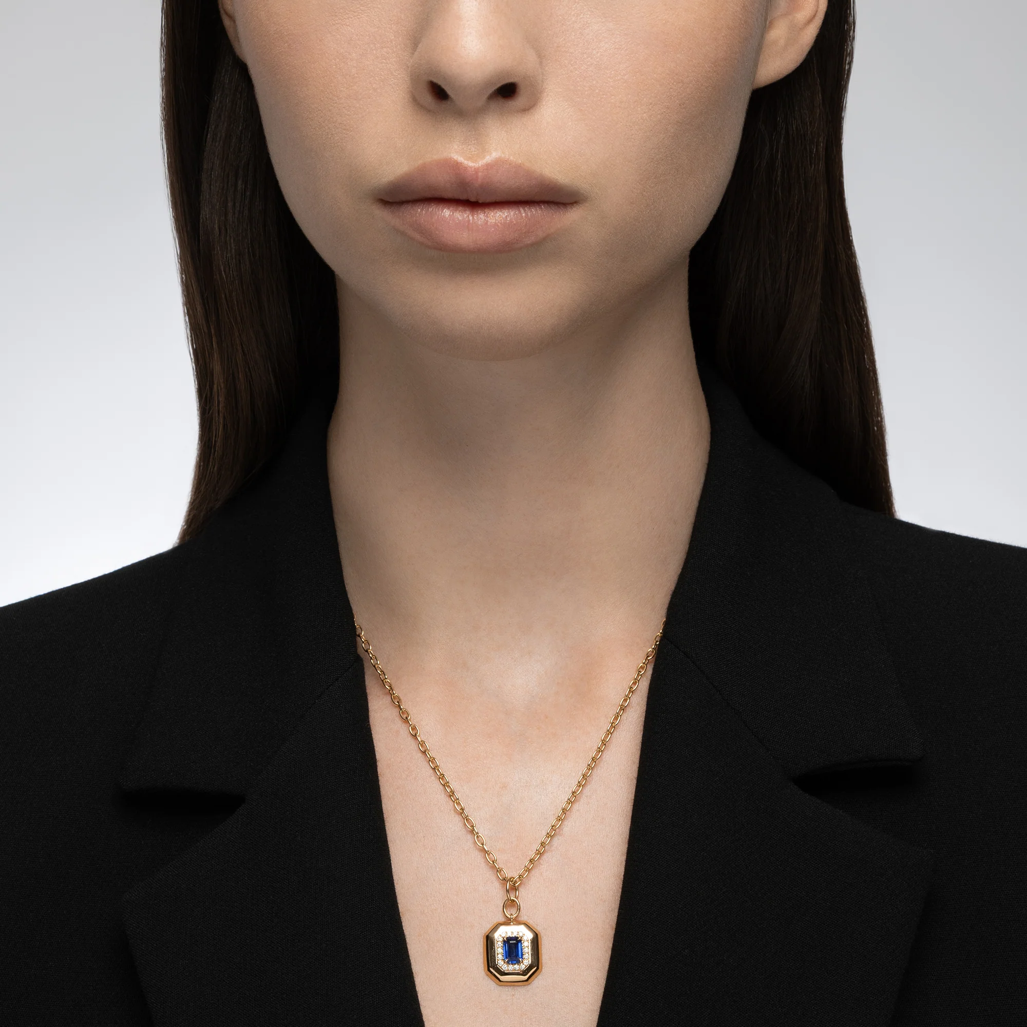 Heirloomed Octagonal Sapphire Pendant - Image 2