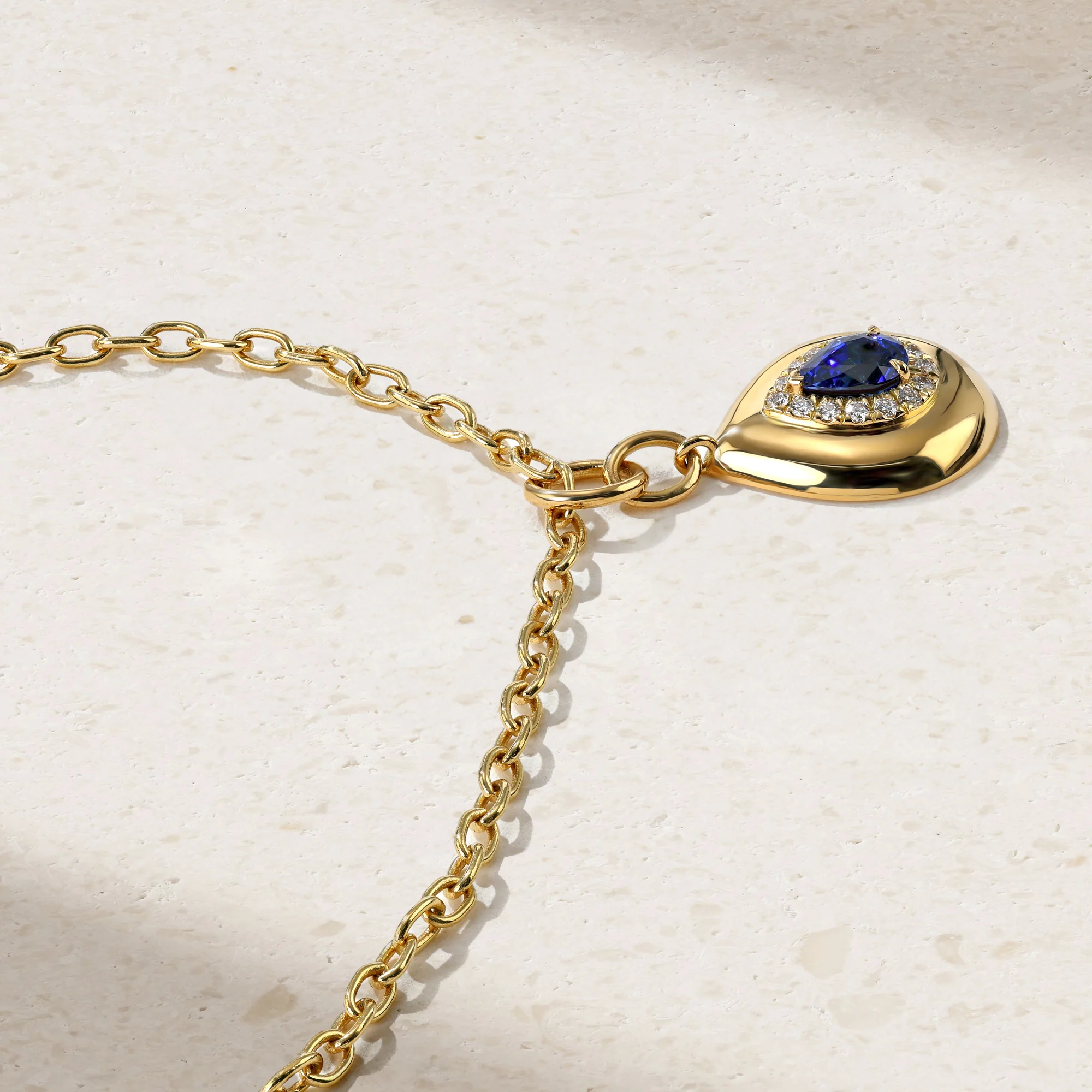 Heirloomed Pear Sapphire Pendant - Image 3