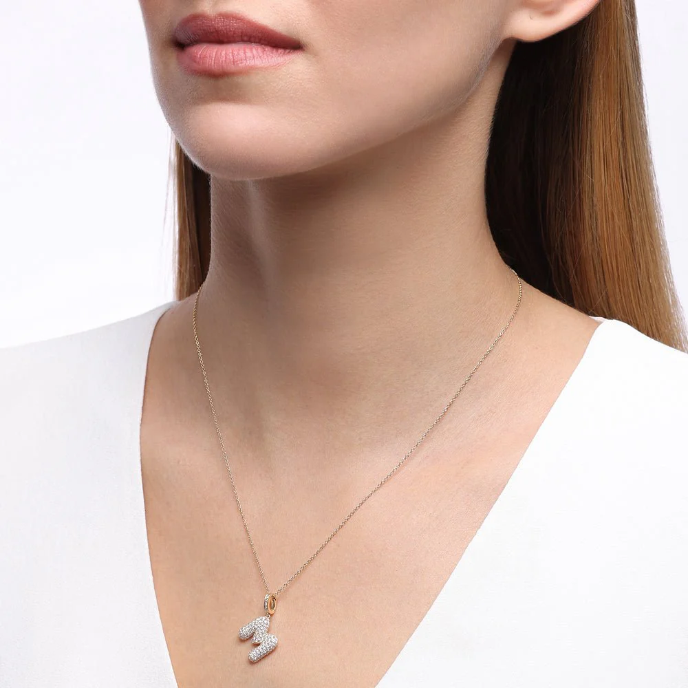 Initial "M" Diamond Pendant - Image 2
