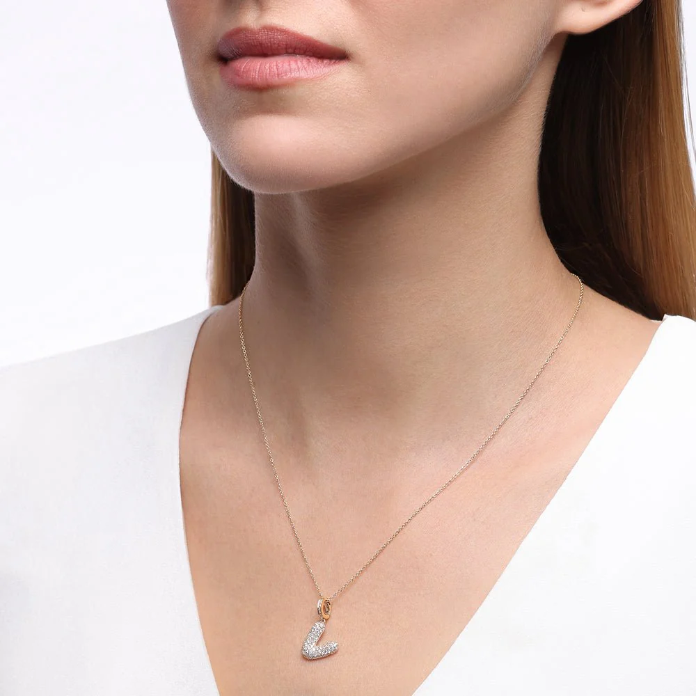 Initial "V" Diamond Pendant - Image 2