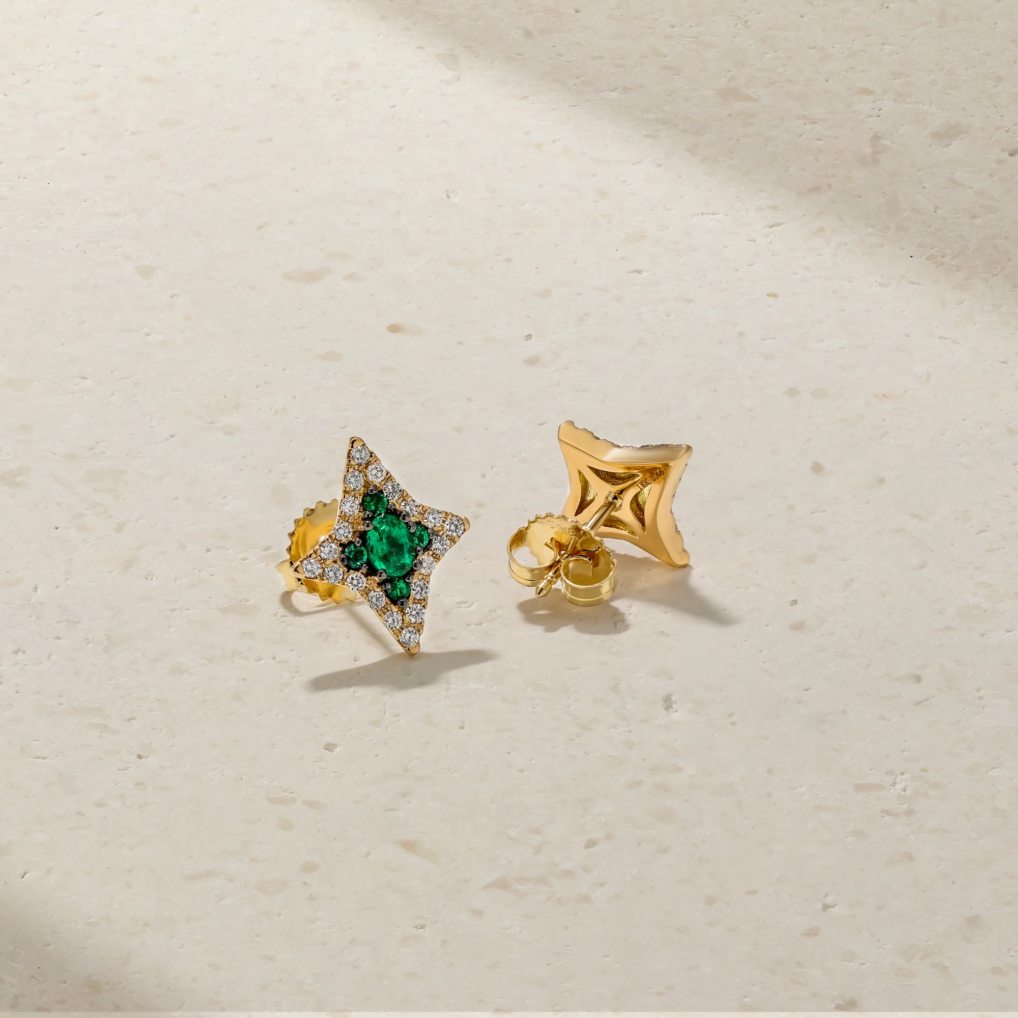 Notte Emerald and Diamond Stud Earrings - Image 3