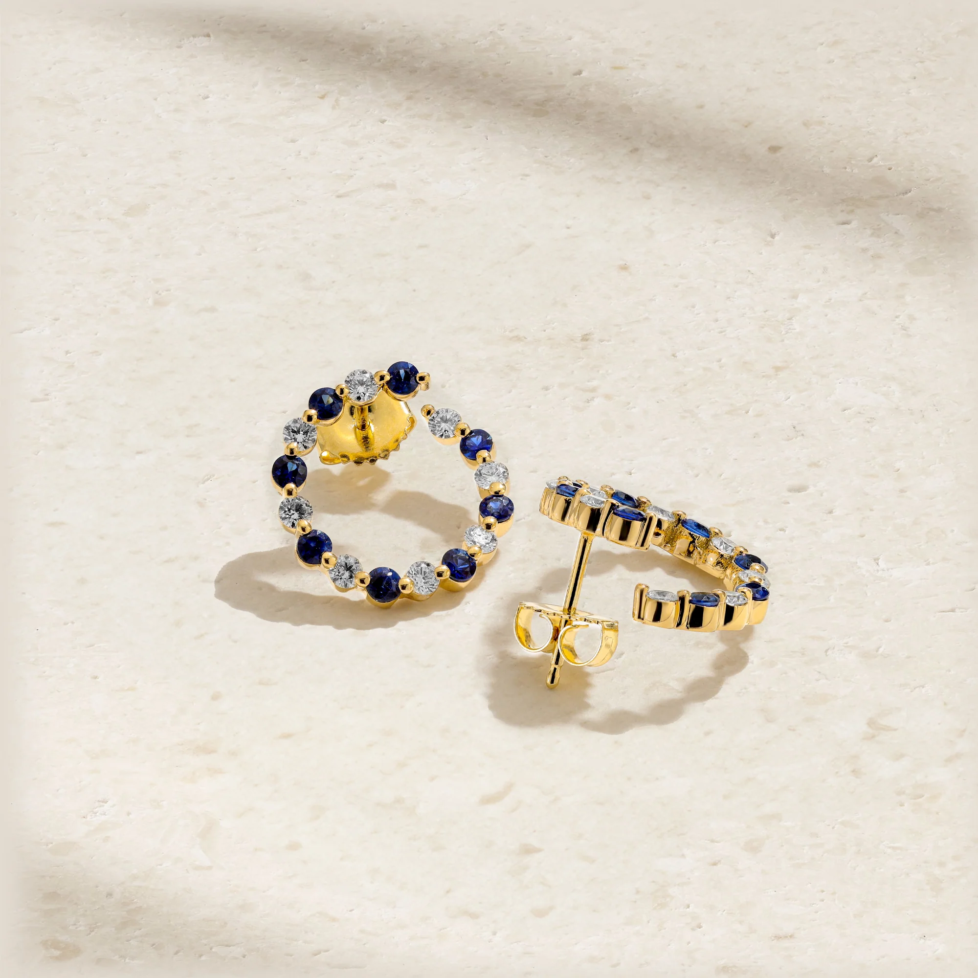 Petite Sphere of Life Sapphire and Diamond Hoop Earrings - Image 3