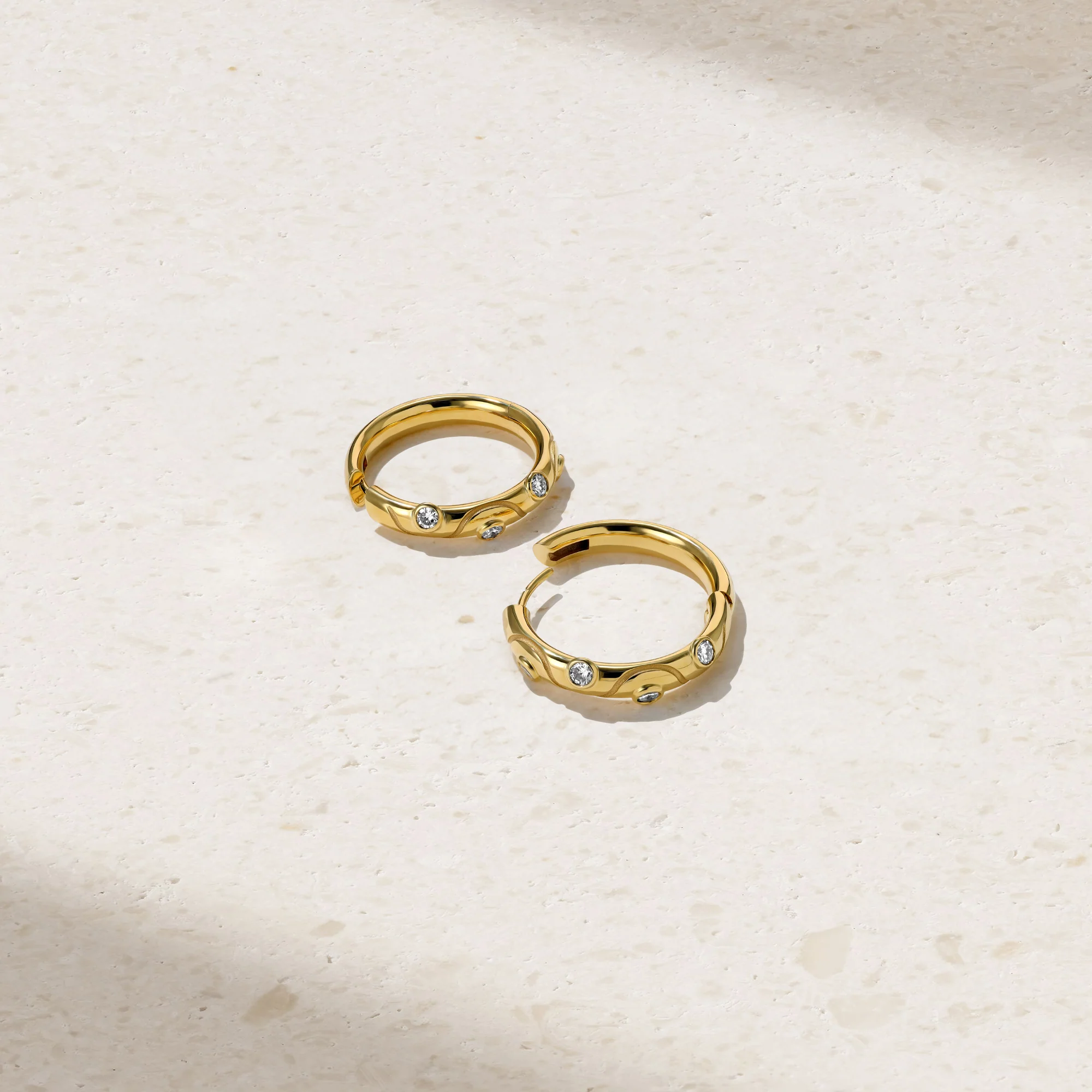 Riva Crest Diamond Hoop Earrings - Image 3