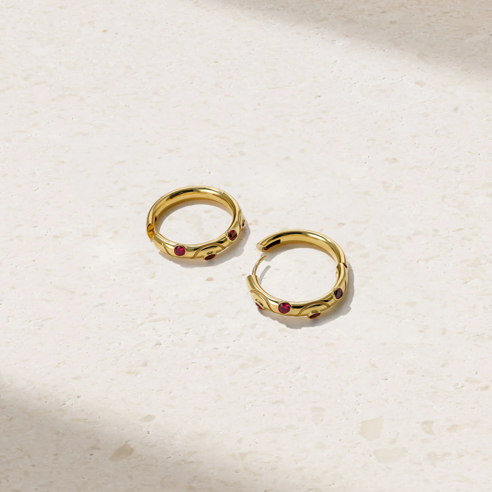 Riva Crest Ruby Hoop Earrings - Image 3