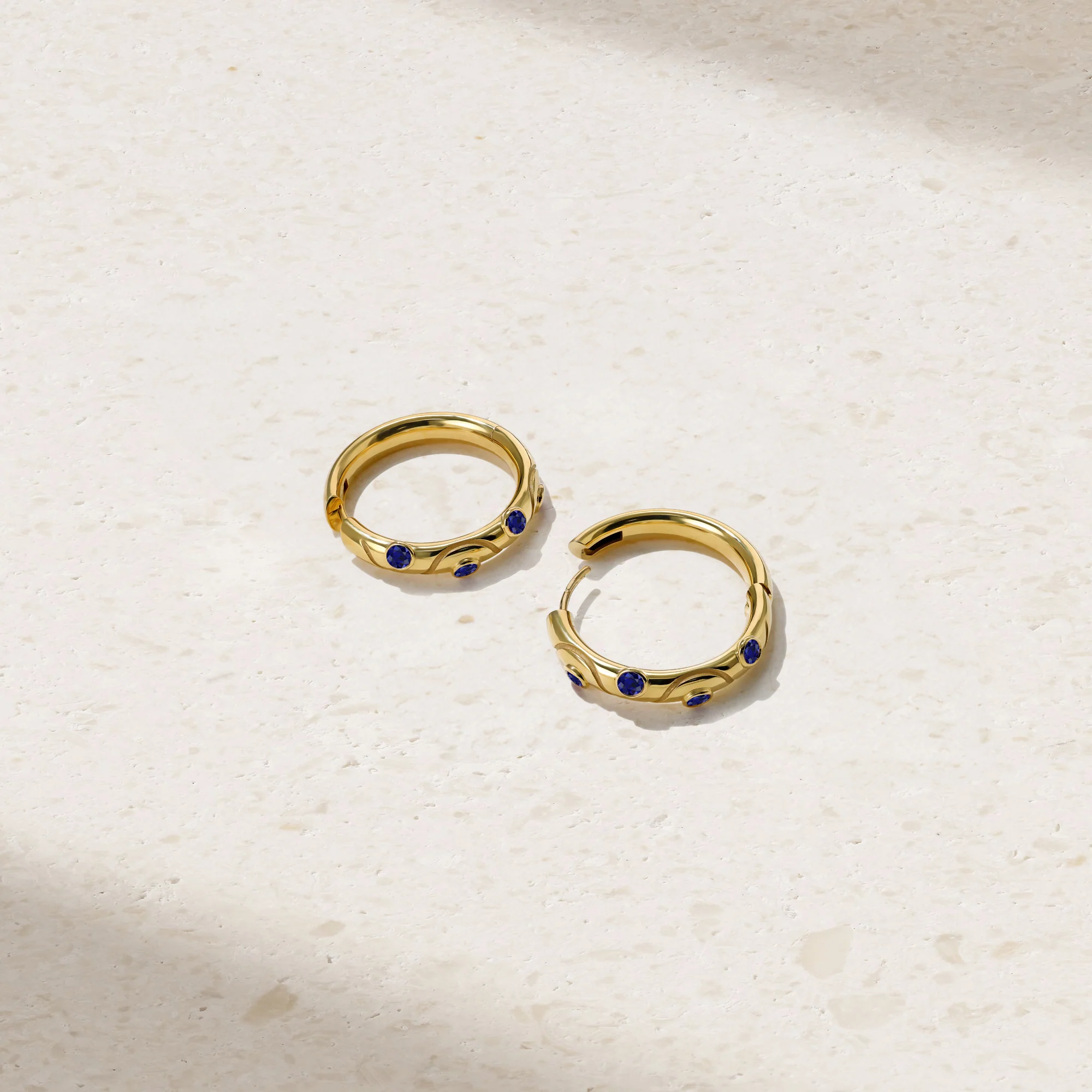 Riva Crest Sapphire Hoop Earrings - Image 2
