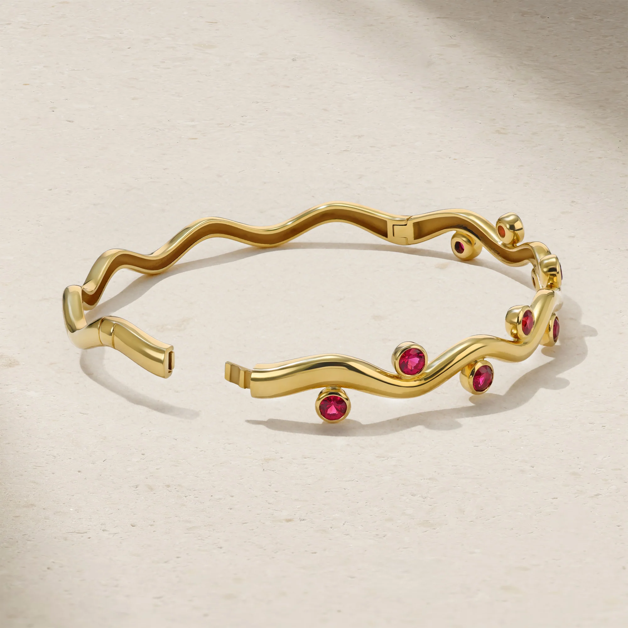 Riva Wavy Ruby Bangle - Image 3