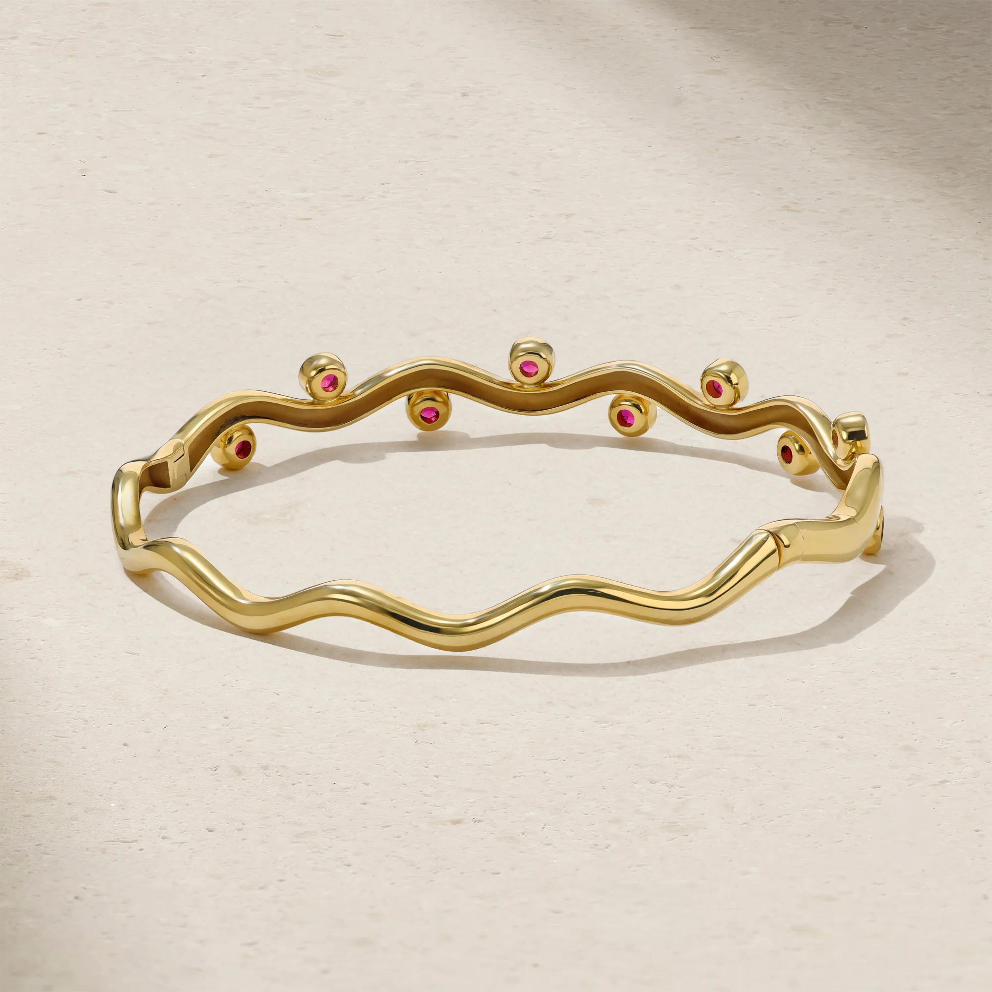 Riva Wavy Ruby Bangle - Image 4