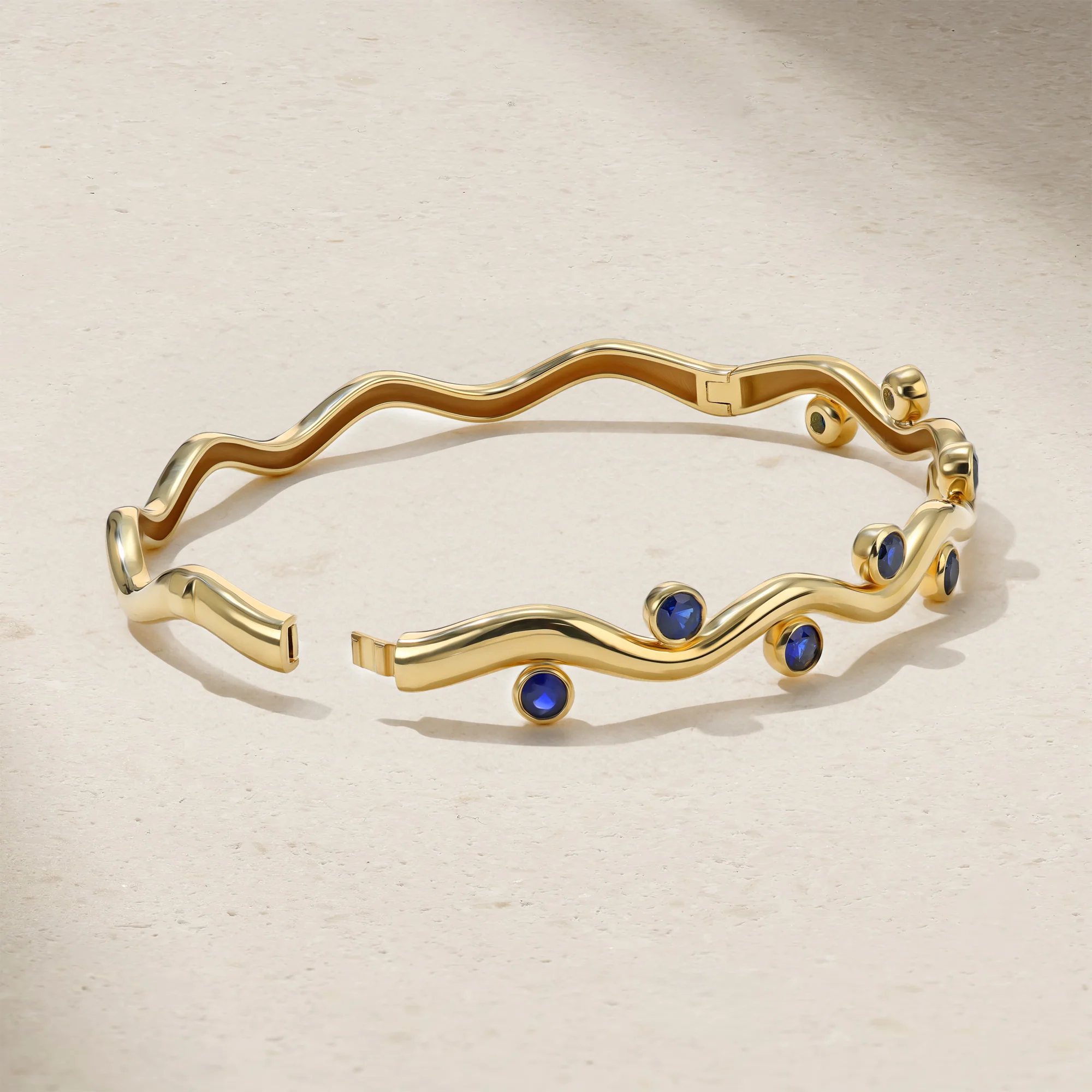 Riva Wavy Sapphire Bangle - Image 3