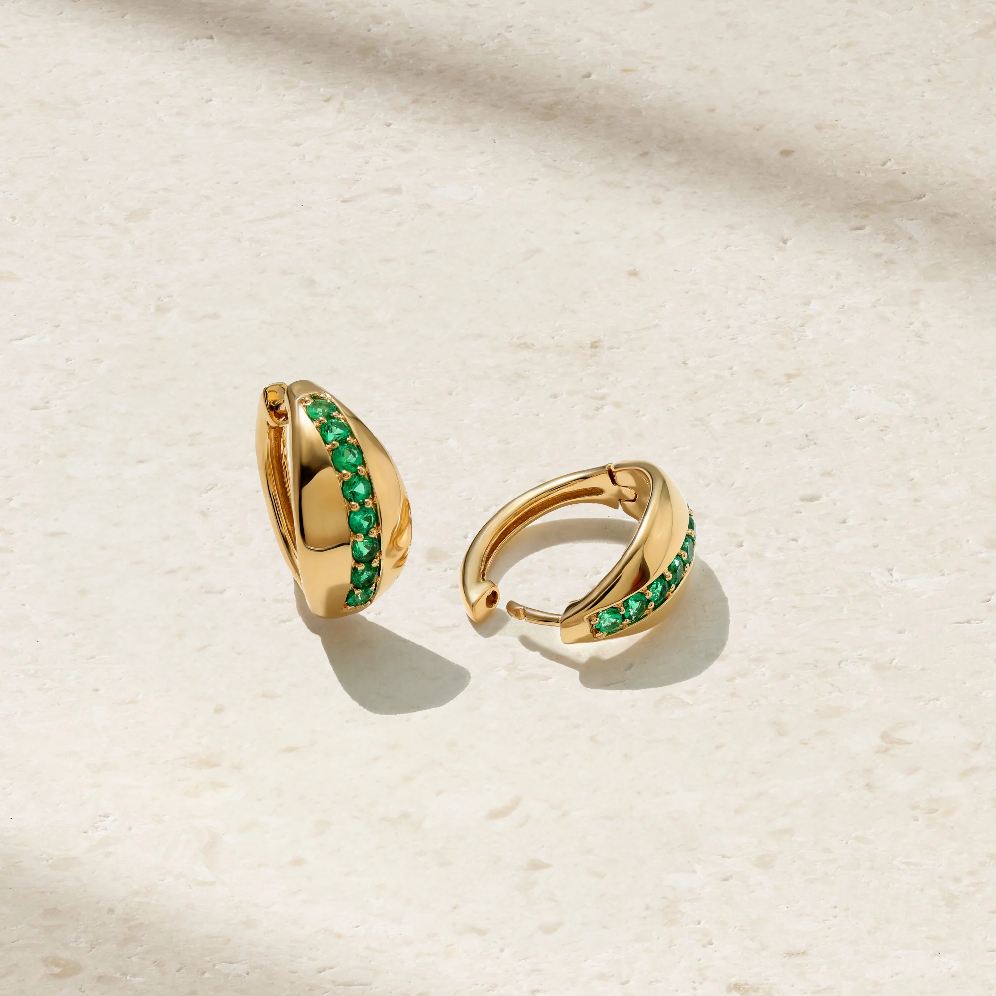 Saturn Emerald Huggie Earrings - Image 3