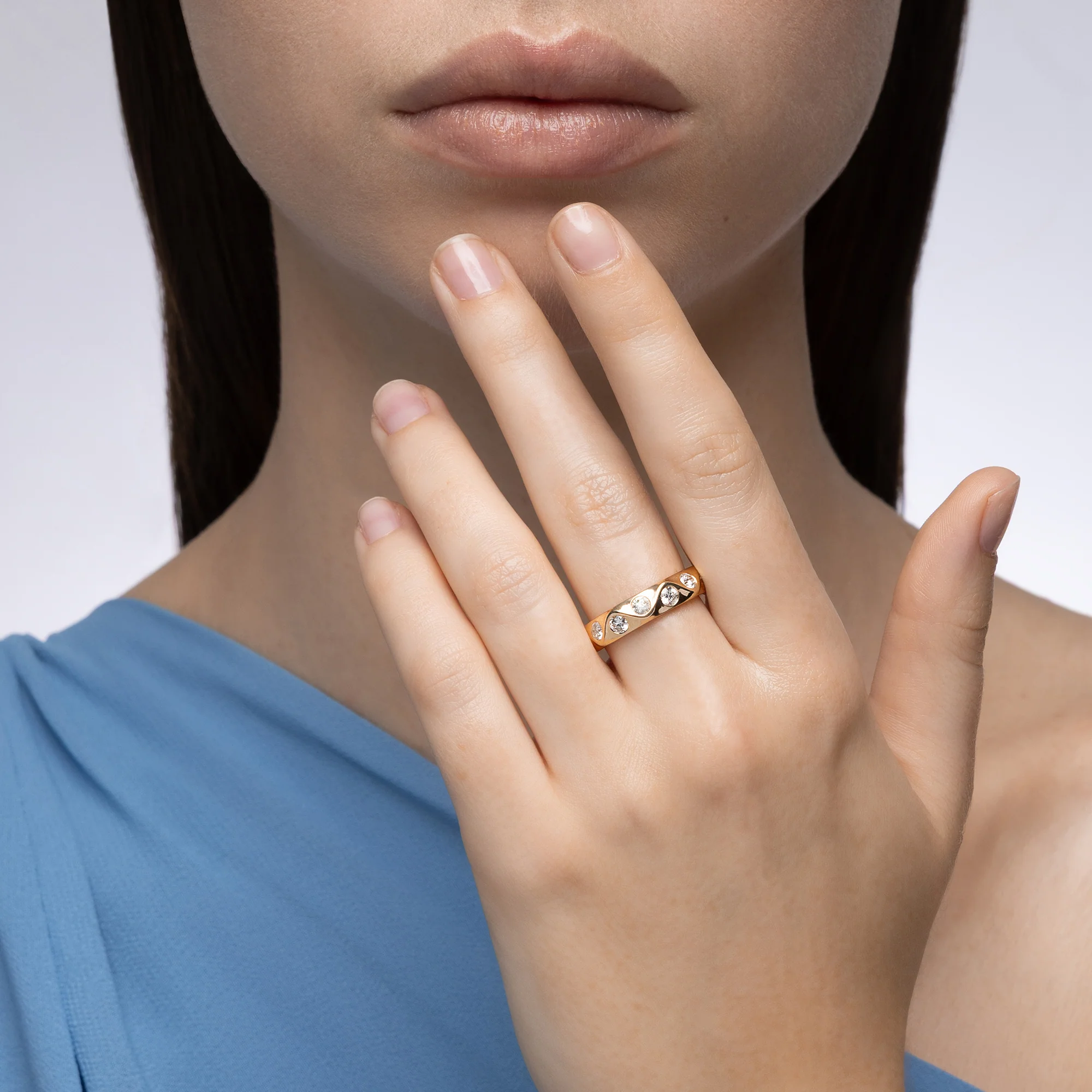 Sculpted Diamond Wave Ring - Image 2