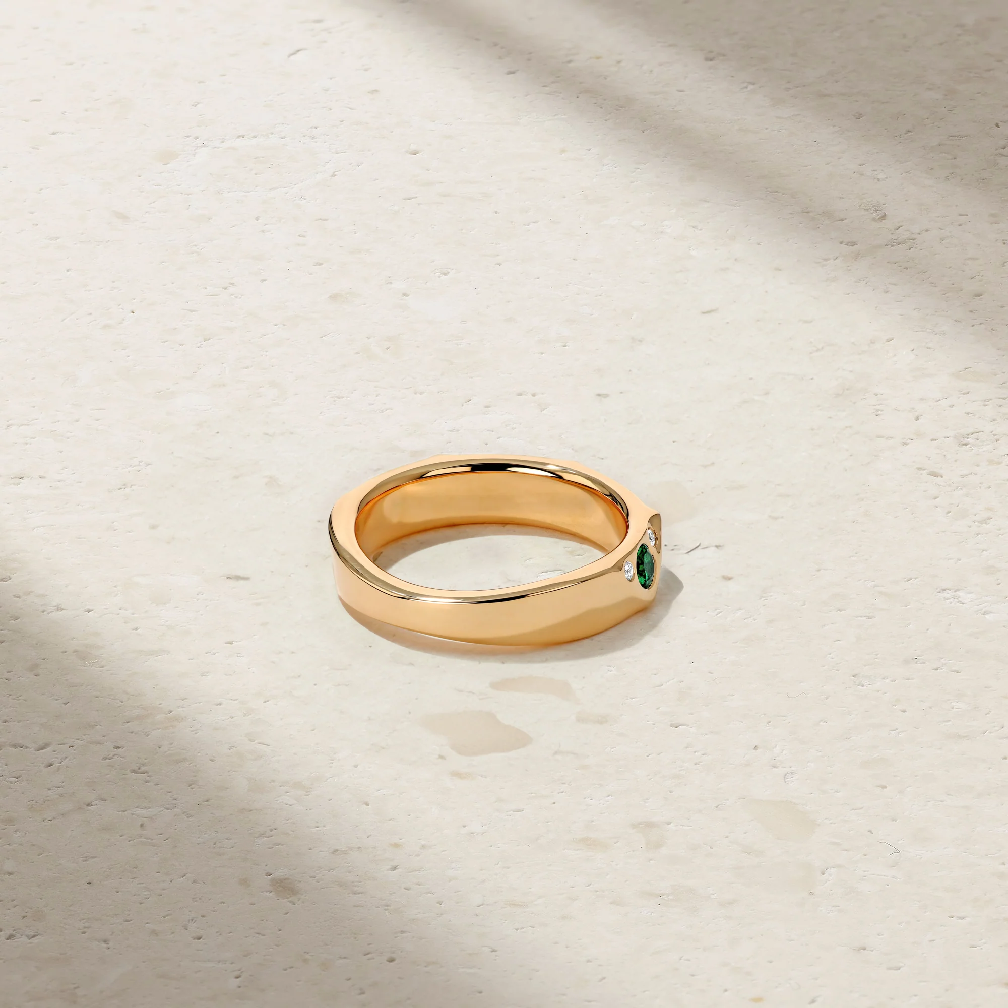 Sculpted Emerald and Diamond Wave Ring - Image 3