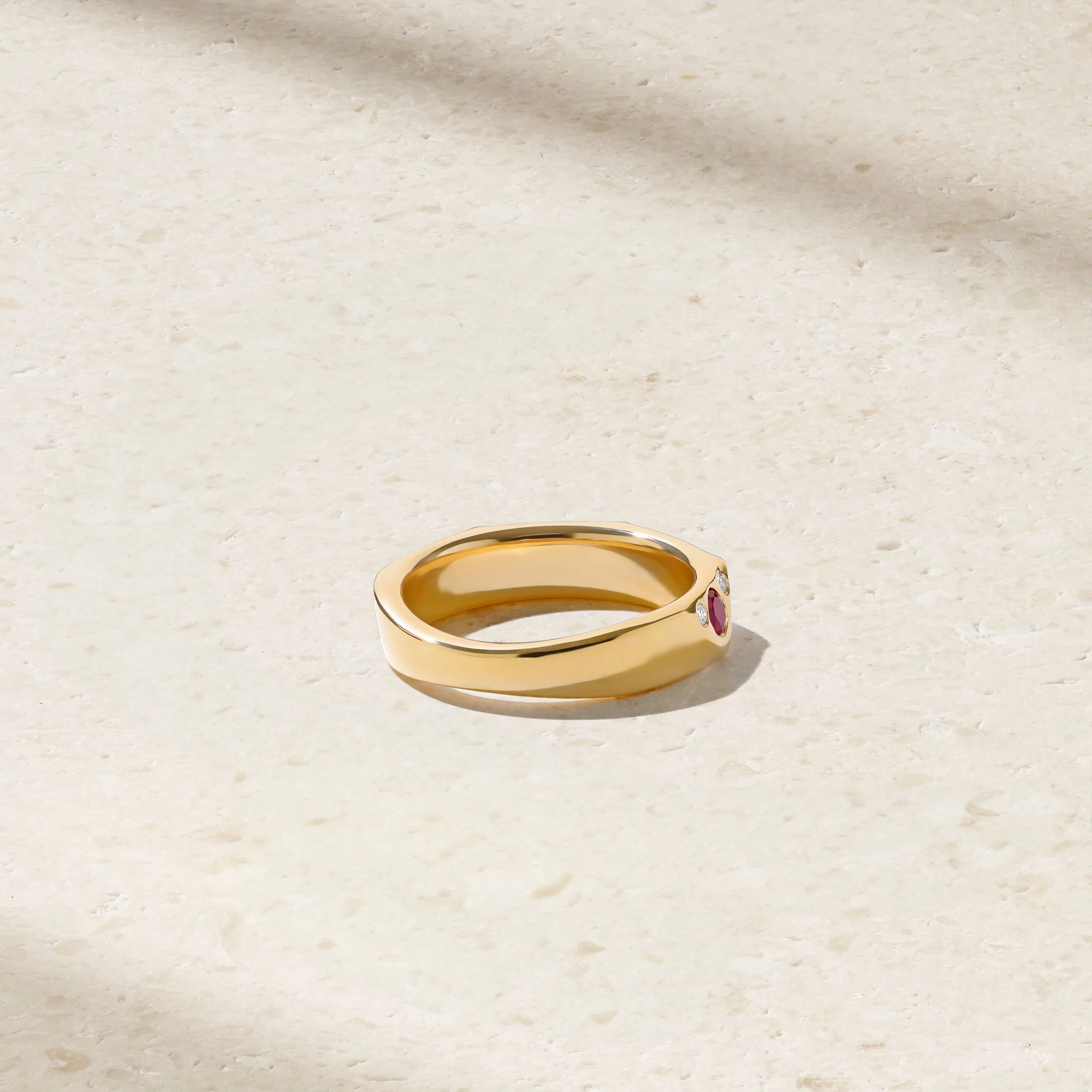 Sculpted Ruby and Diamond Wave Ring - Image 4