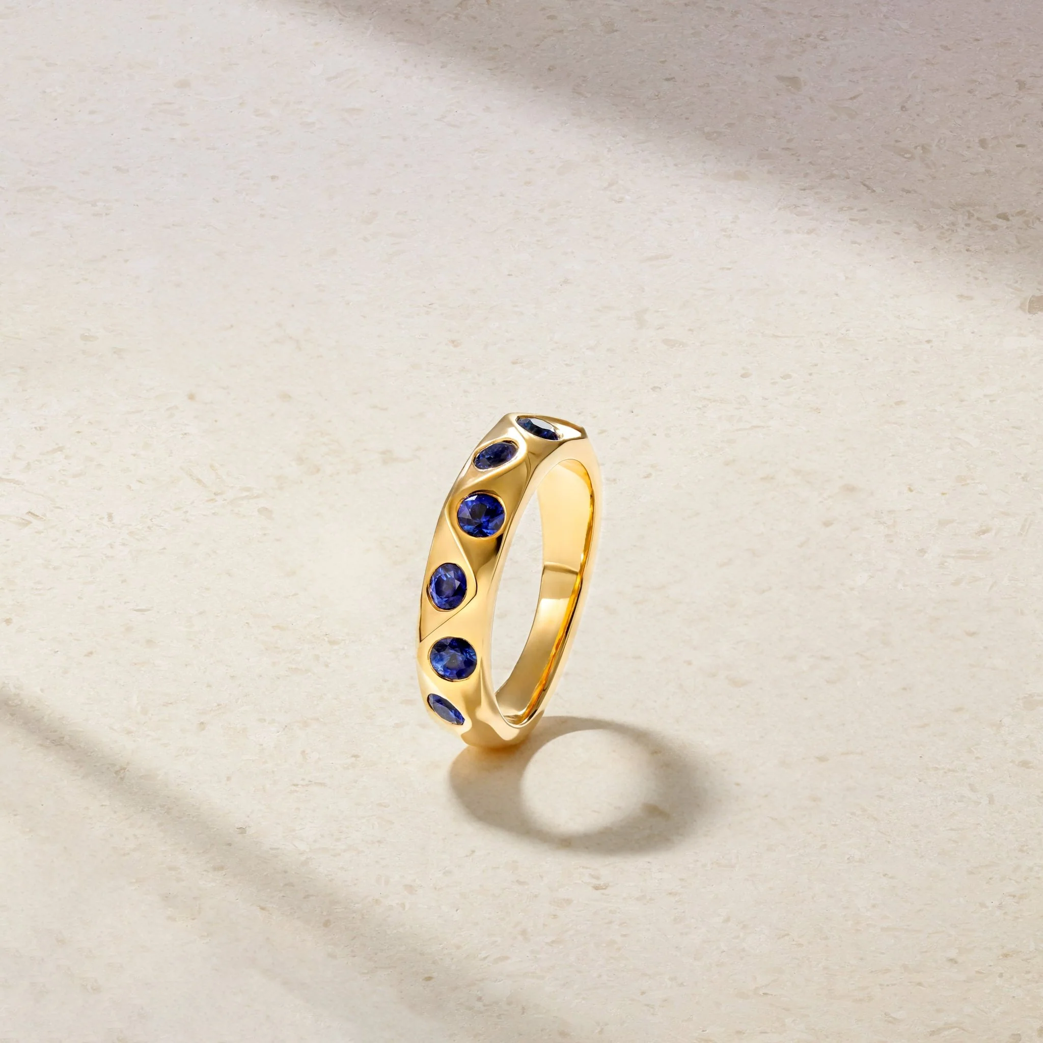 Sculpted Sapphire Wave Ring - Image 3