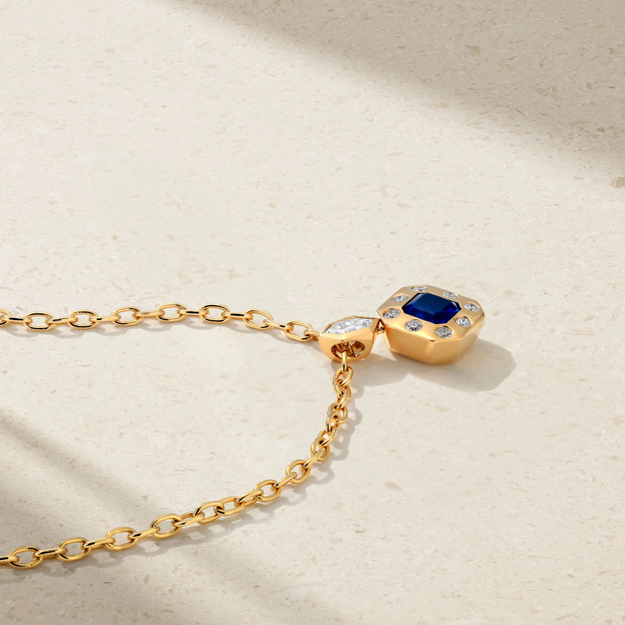 Silky Hexagonal Sapphire and Diamond Pendant - Image 3