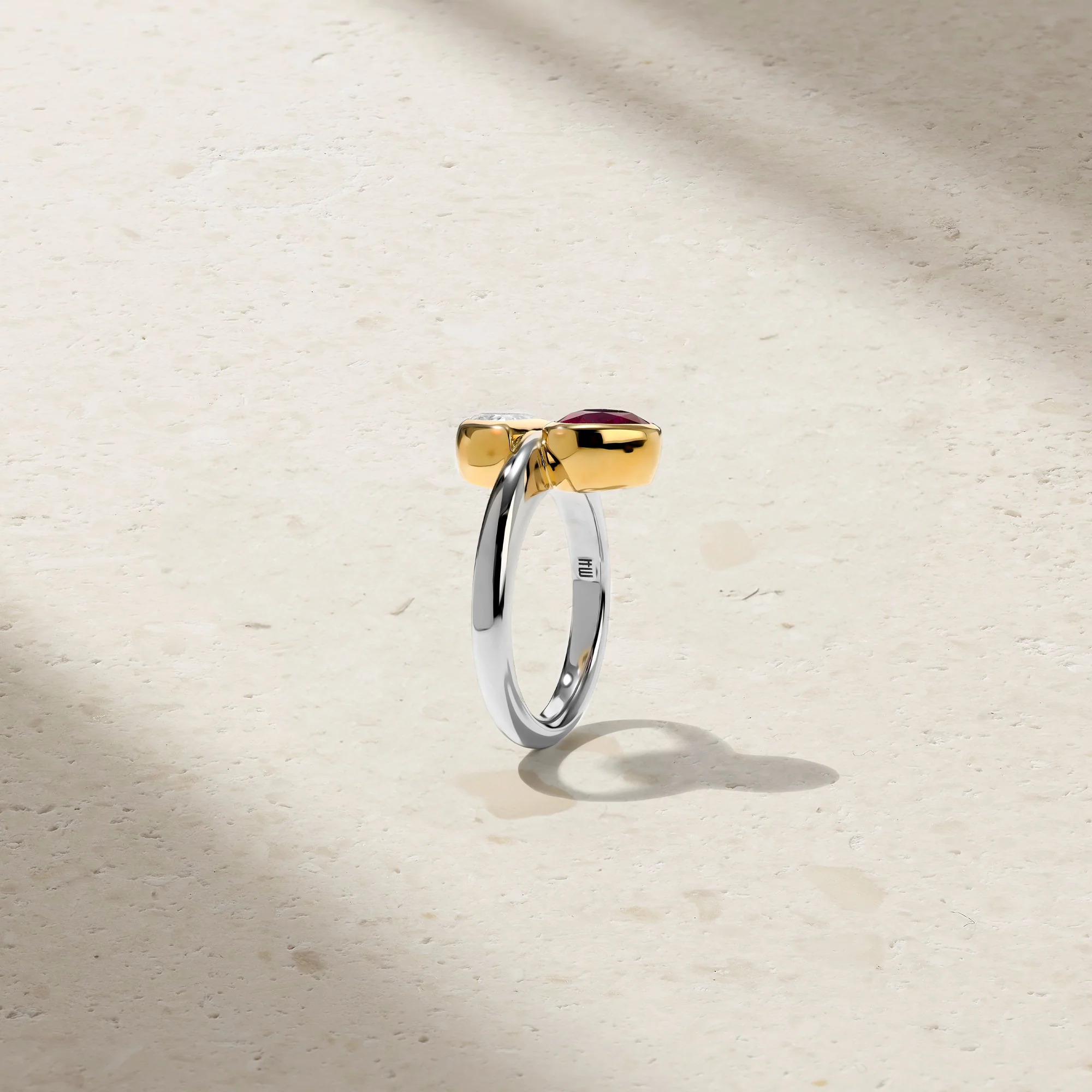 Silky Ruby and Diamond Gemini Ring - Image 2