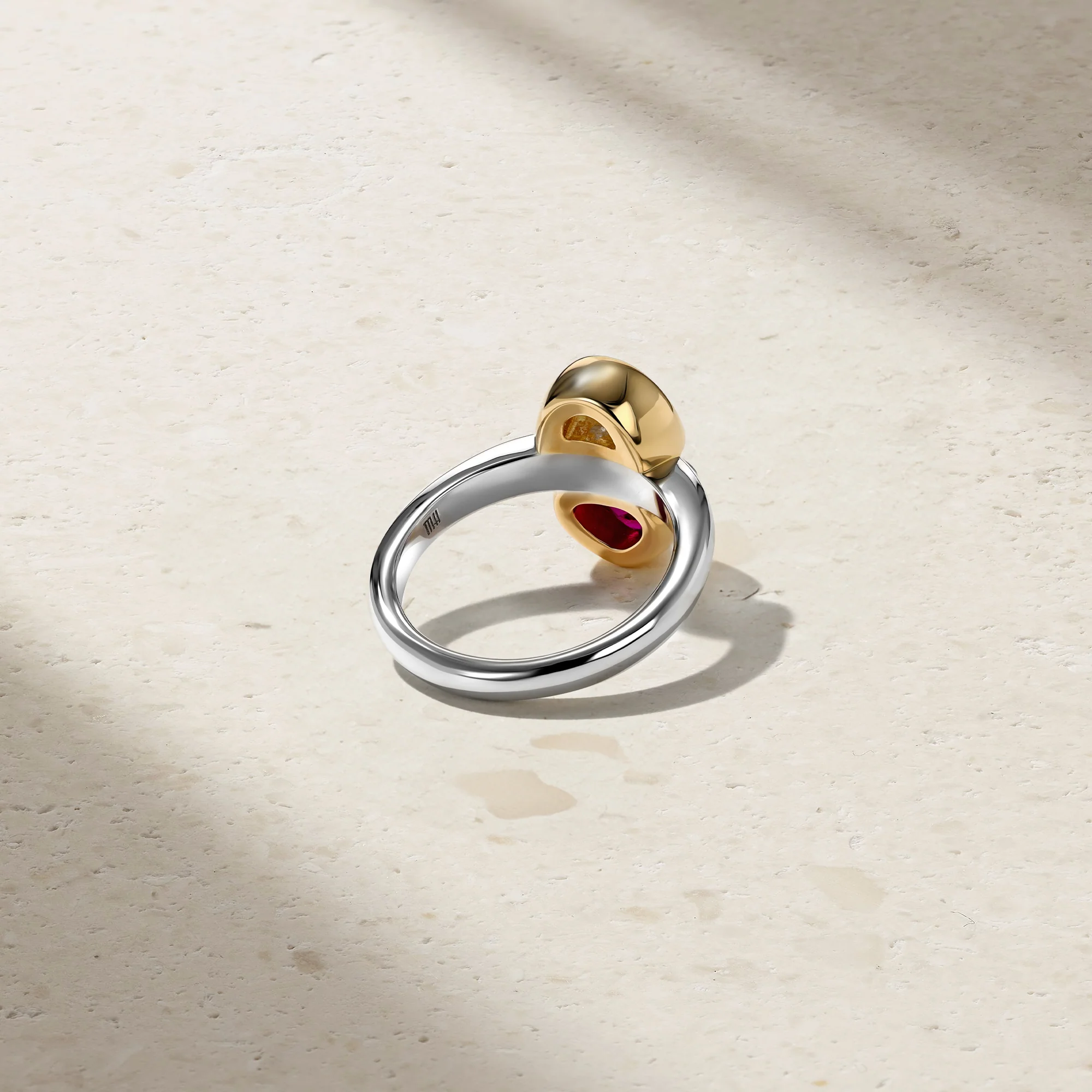 Silky Ruby and Diamond Gemini Ring - Image 3