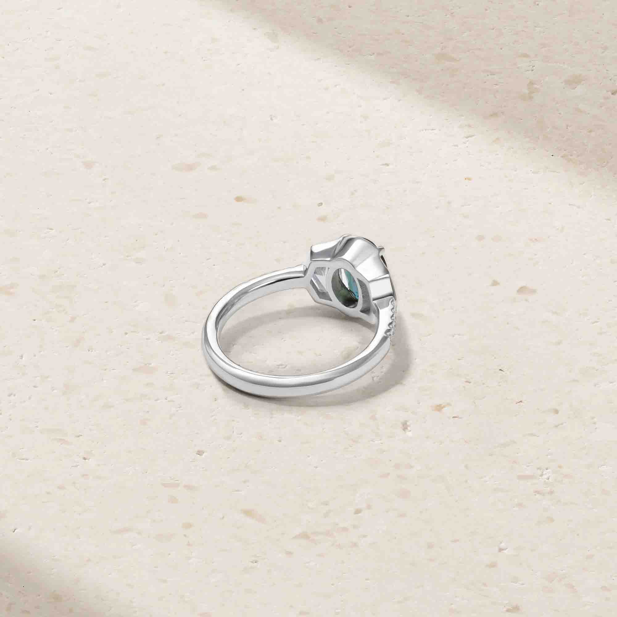 Silky Three Stone Alexandrite and Diamond Ring - Image 3