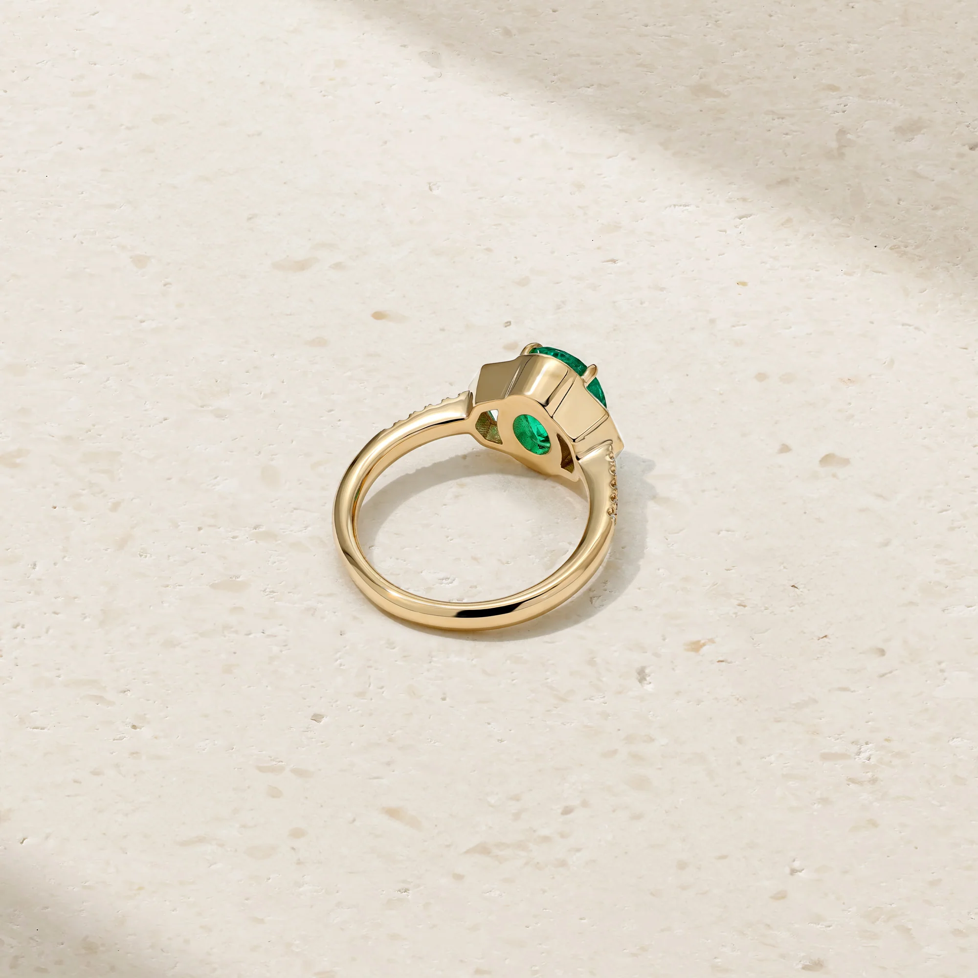 Silky Three Stone Emerald and Diamond Ring - Image 4