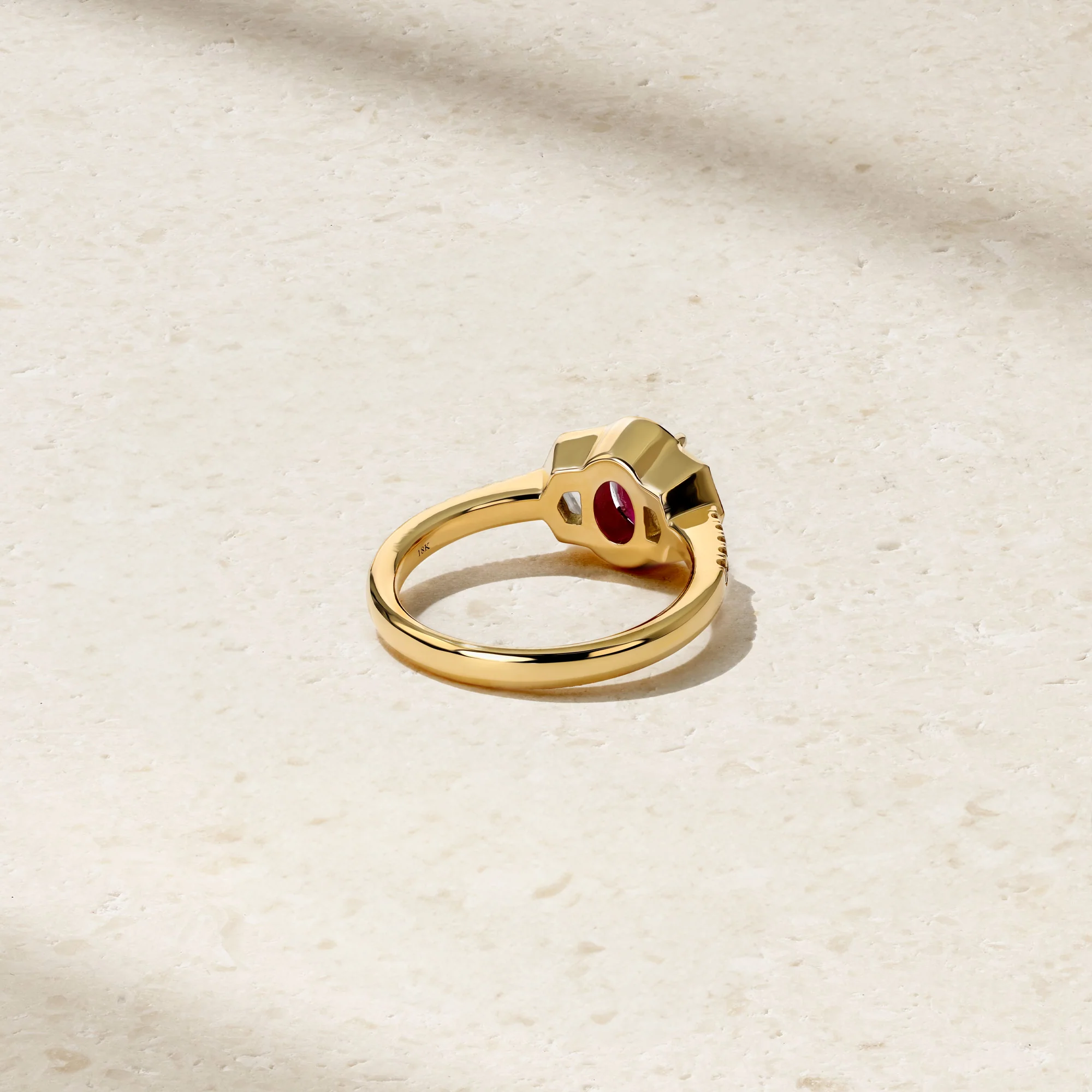 Silky Three Stone Ruby and Diamond Ring - Image 4